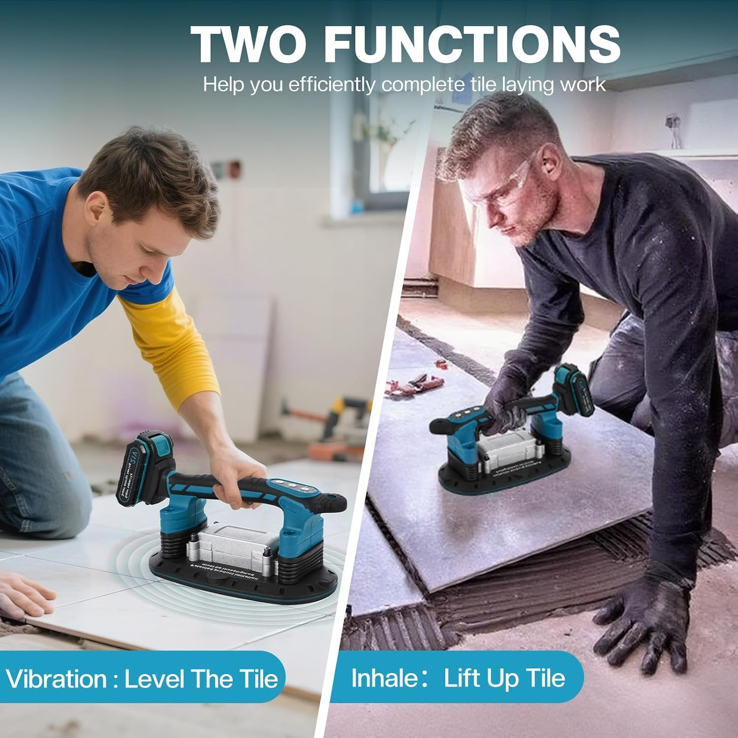Tile Vibration Tool, 11” Tile Suction Cup Tool, Tile Installation Leveling