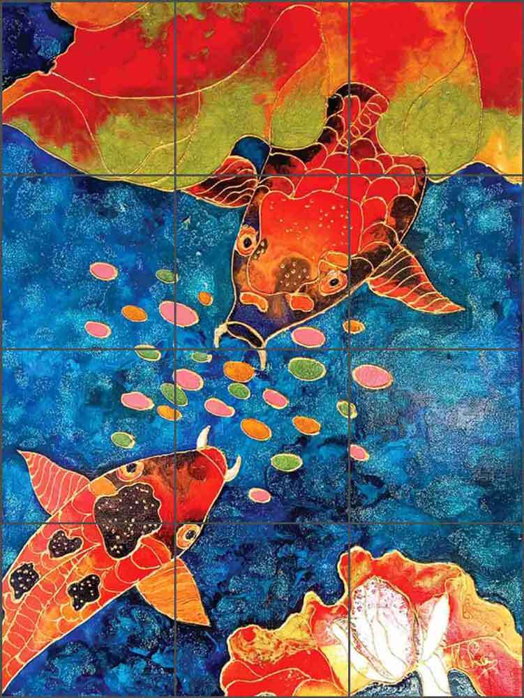 Fish Tile Backsplash Micheline Hadjis Sea Life Art Ceramic Mural MHA062