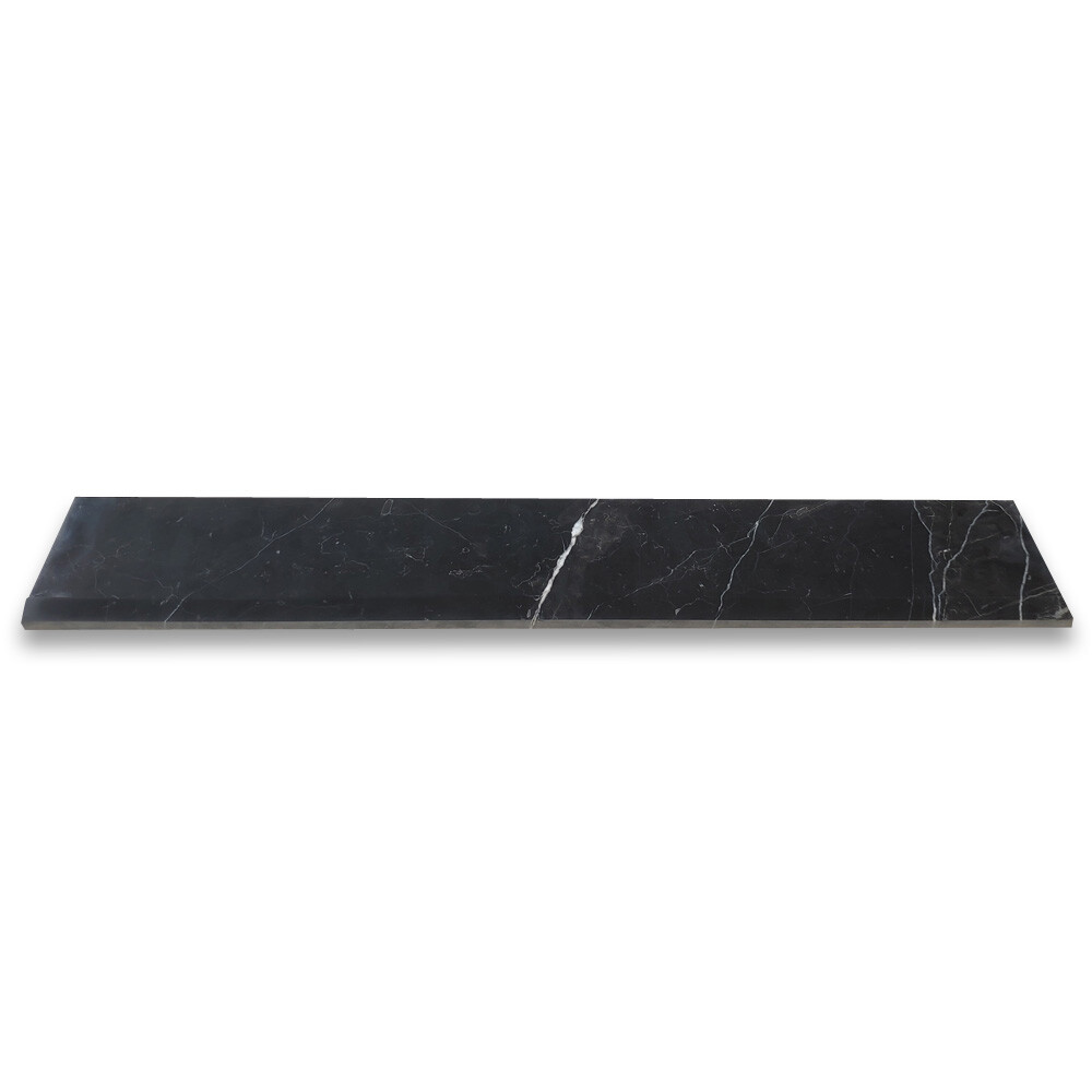 N0BH Nero Marquina Black Marble 6×36 Saddle Threshold Beveled Tile Honed
