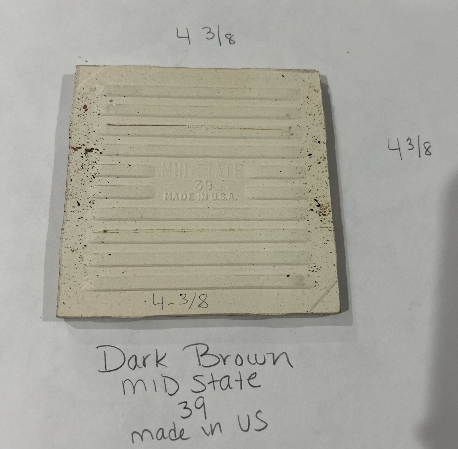 4 3/8 Midstate Tile Dark brown and Never Used. I Have 25. $5.00 Each