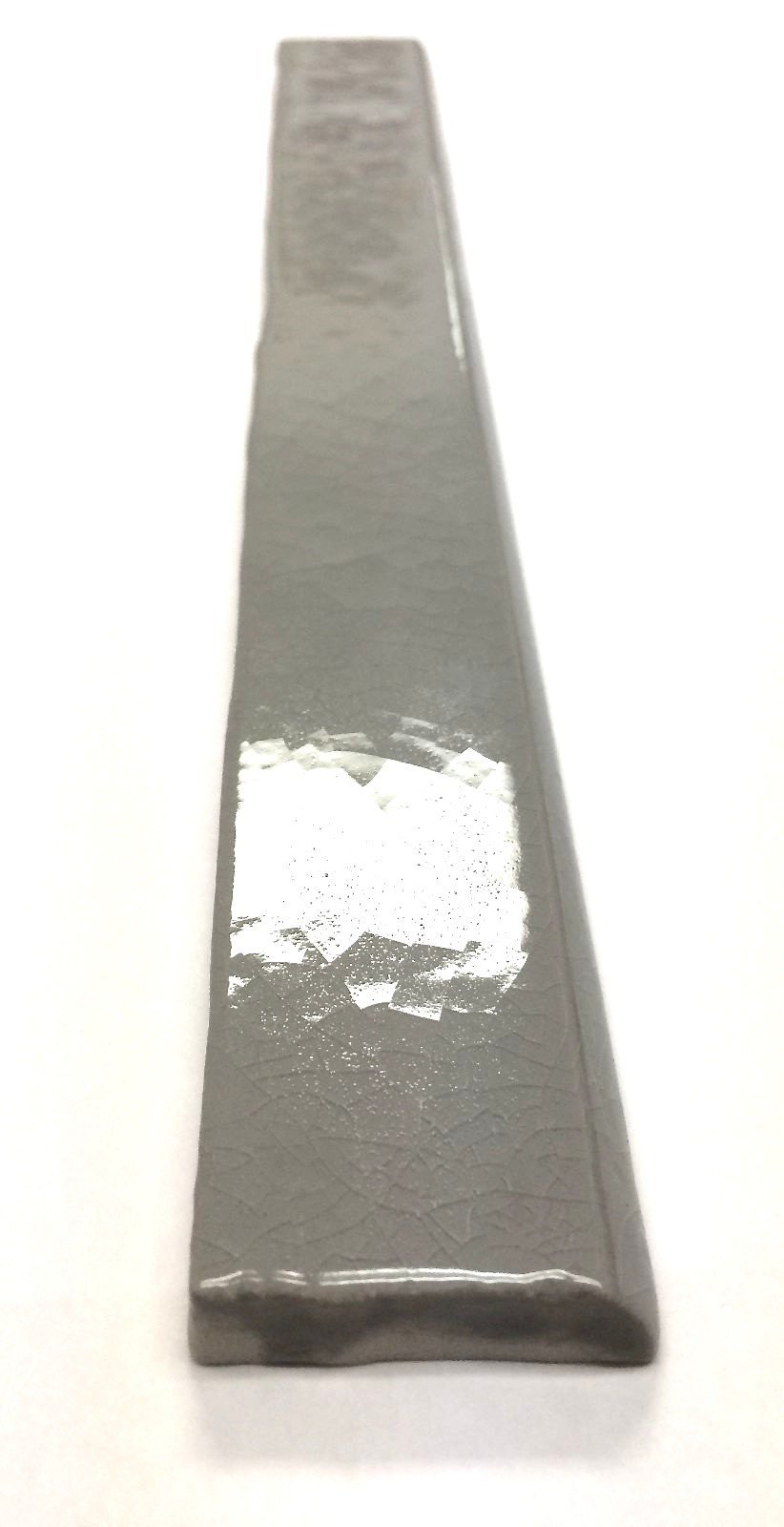 1.5×12 Bullnose Gray Crackled Ceramic Trim Molding Tile Wall Floor Accent Bath