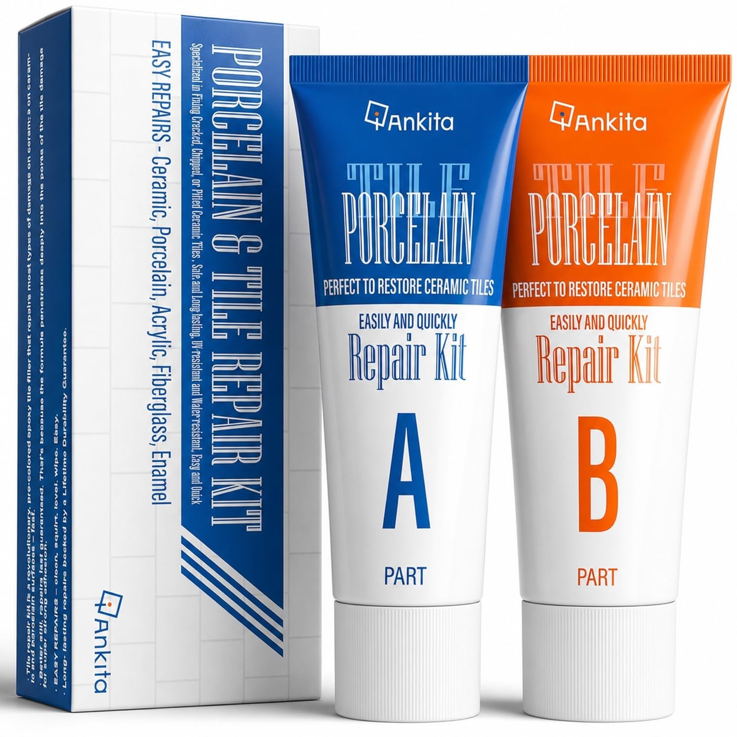 Tile Repair Kit (Pure White), Ceramic & Porcelain Tile Chip Repair Kit with Supe