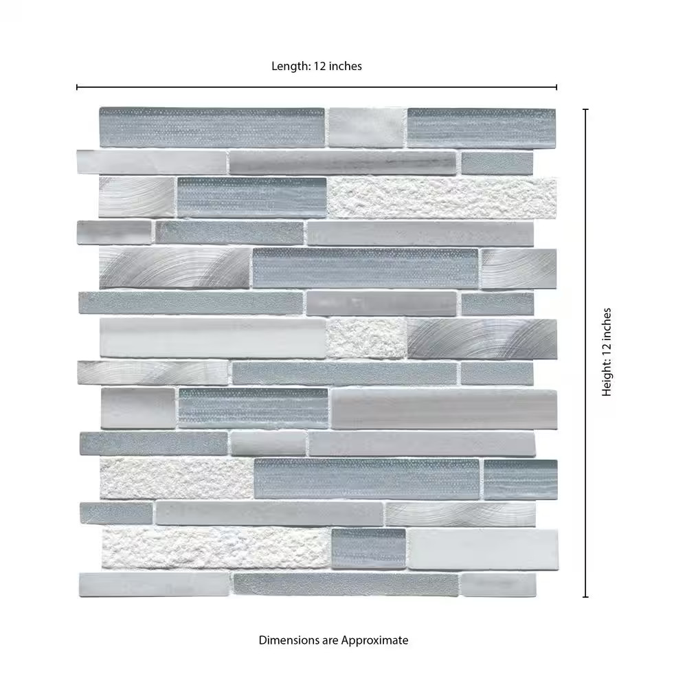 Harlow Interlocking 12 In. X 12 In. X 0.31 In. Glass/Stone/Metal Mesh-Mounted Mo