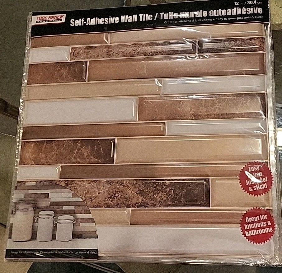 Lot 10 Sheets Soft Washable Self Adhesive Tan Brown & White Wall Tile 12×12″ New