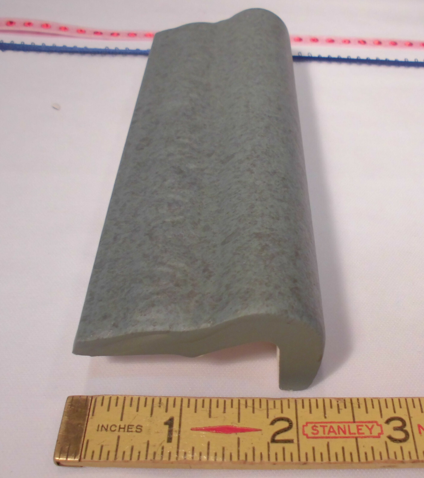 1 pc. *Gray Green* V Cap Ceramic Trim Tile; Counter-top Edging: Matte 2″ X 6″