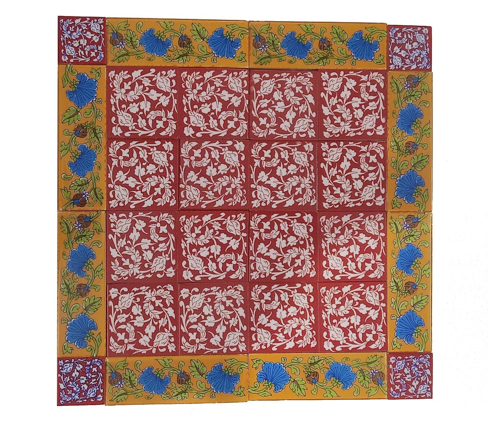 Interior Exterior Flooring Wall Ceramic Tile Mural Mosaic Red Set of 28 Pcs.