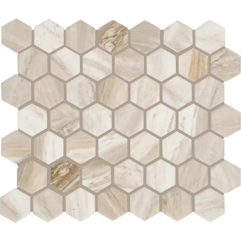 Stone Decor Accents Brisk Beige 10 In. X 12 In. Matte Ceramic Hexagon Mosaic Til