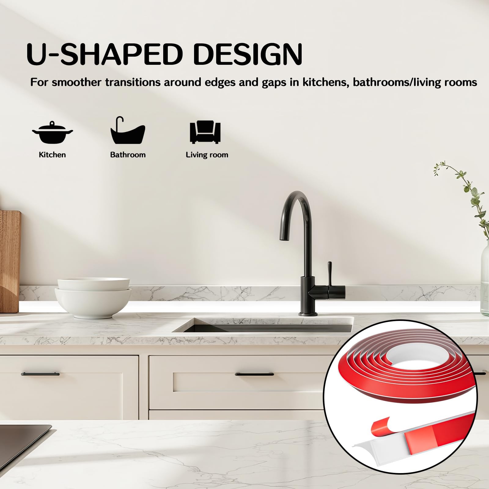 Flexible Quarter Round Molding, Peel and Stick Molding Trim for Walls, 0.6 In…