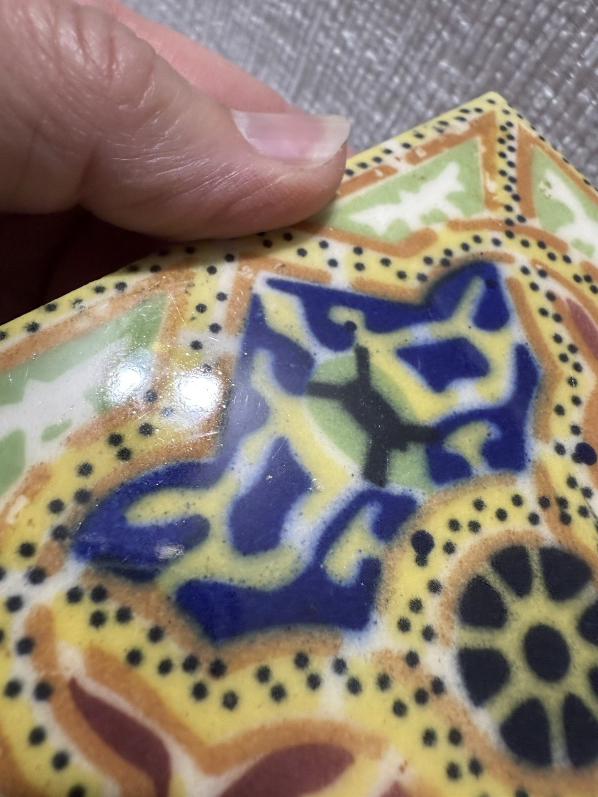 (2)Beautiful Ideal Standard-MEX.-Blue/Maroon 8 Sided Star -4.25” Ceramic Tiles