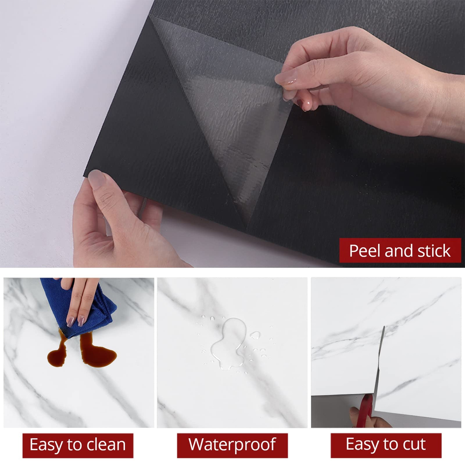 White Marble Peel and Stick Floor Tile Bathroom Self Adhesive Floor Tiles Peel a