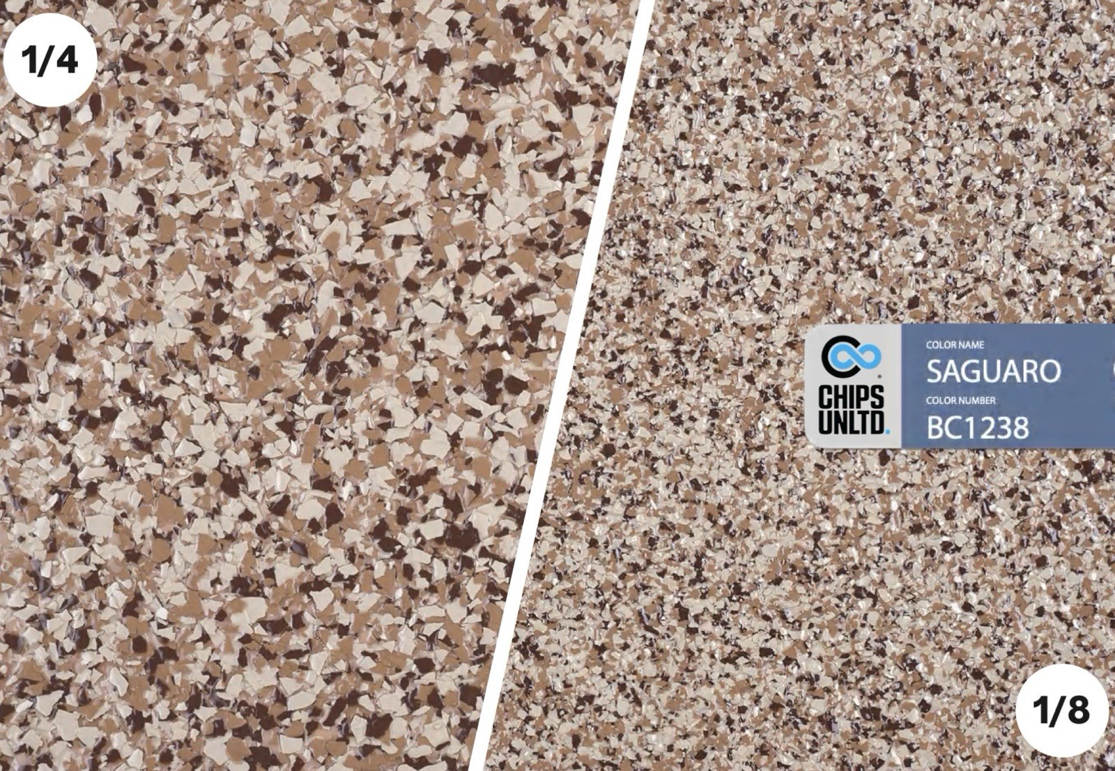 CHIPS FLAKES FOR EPOXY FLOORS OBISPO MIX 1/4” 40 Lb Cs
