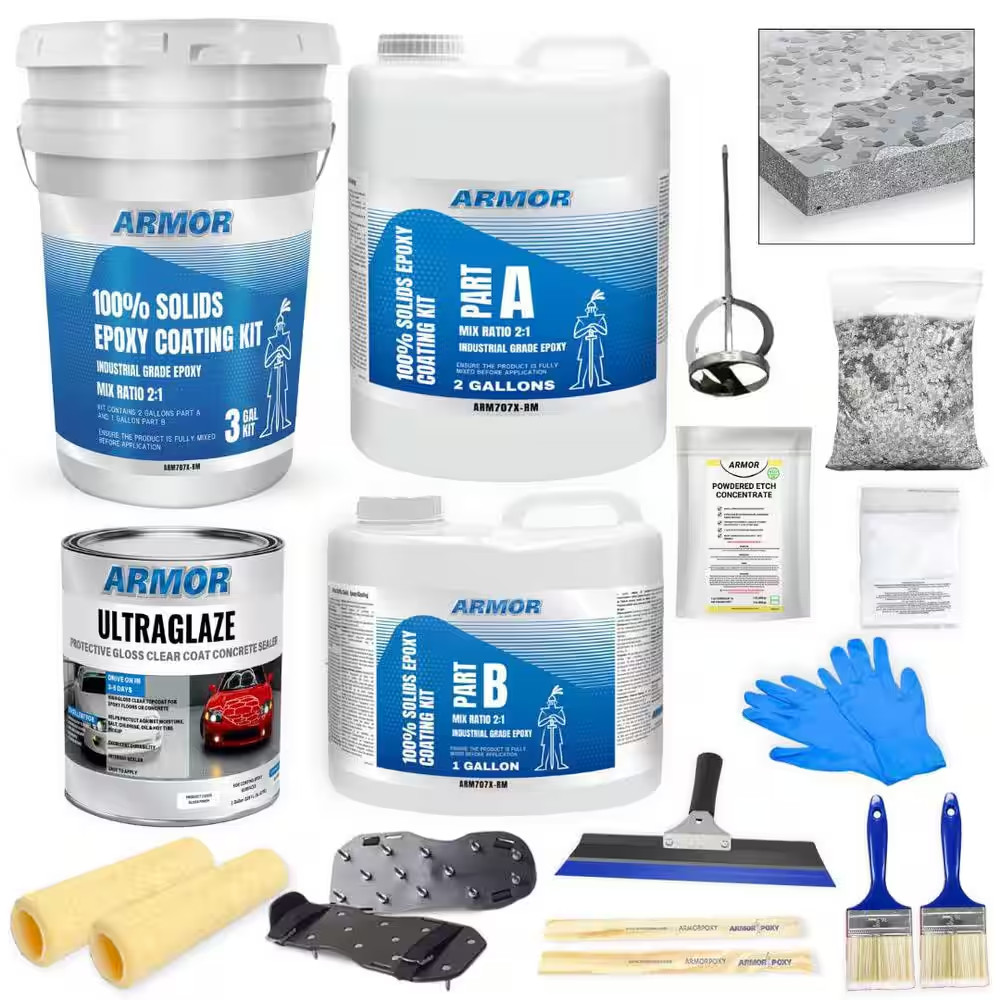 3 Gal. Gray Gloss 2-Part 600 Sq.Ft. Epoxy Kit Interior Industrial Concrete Basem