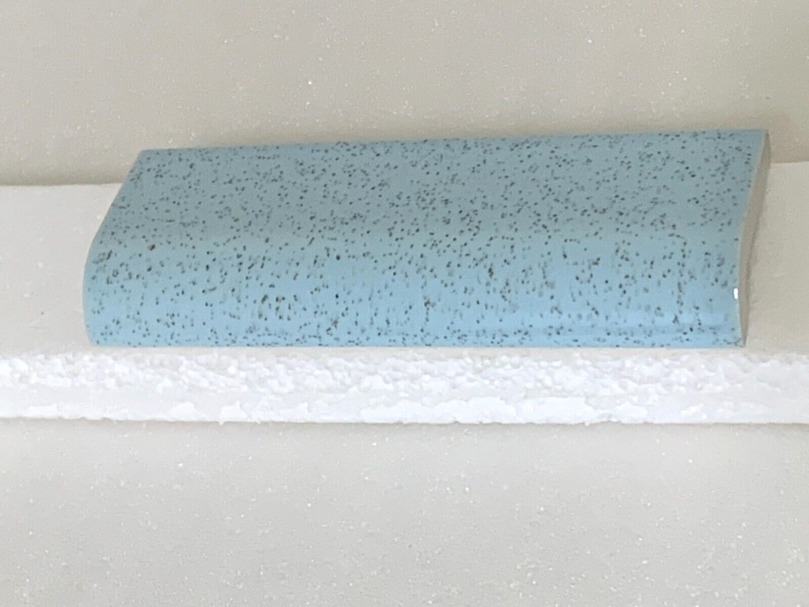 Vintage Stylon ceramic tile Stardust Blue/Speckled Black 2″ x 6″ Radius Bullnose