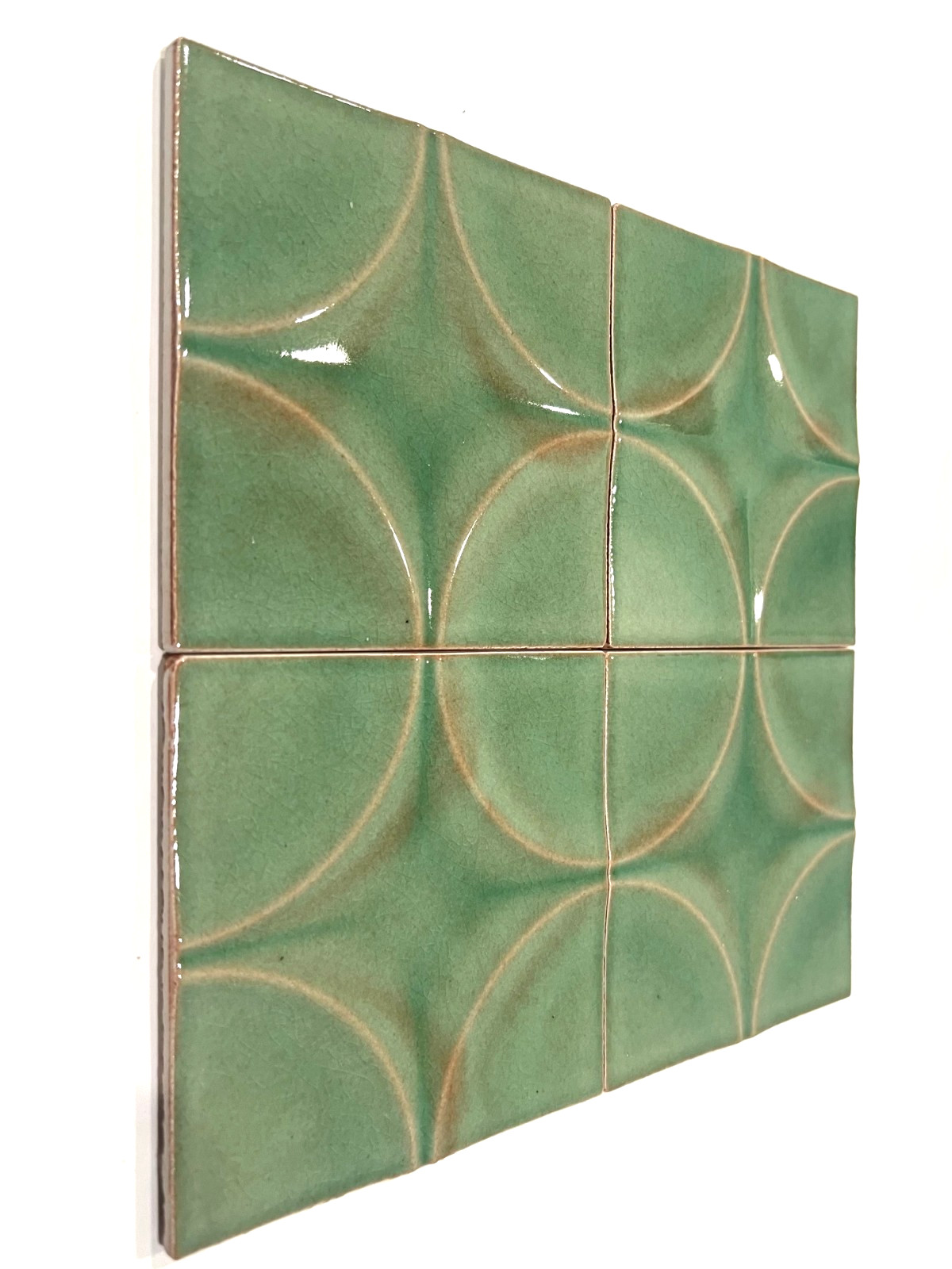 4×4 Wedgwood Virginia Crackle Green Faded Star Shaped Ceramic Wall Tile (4 PCS)