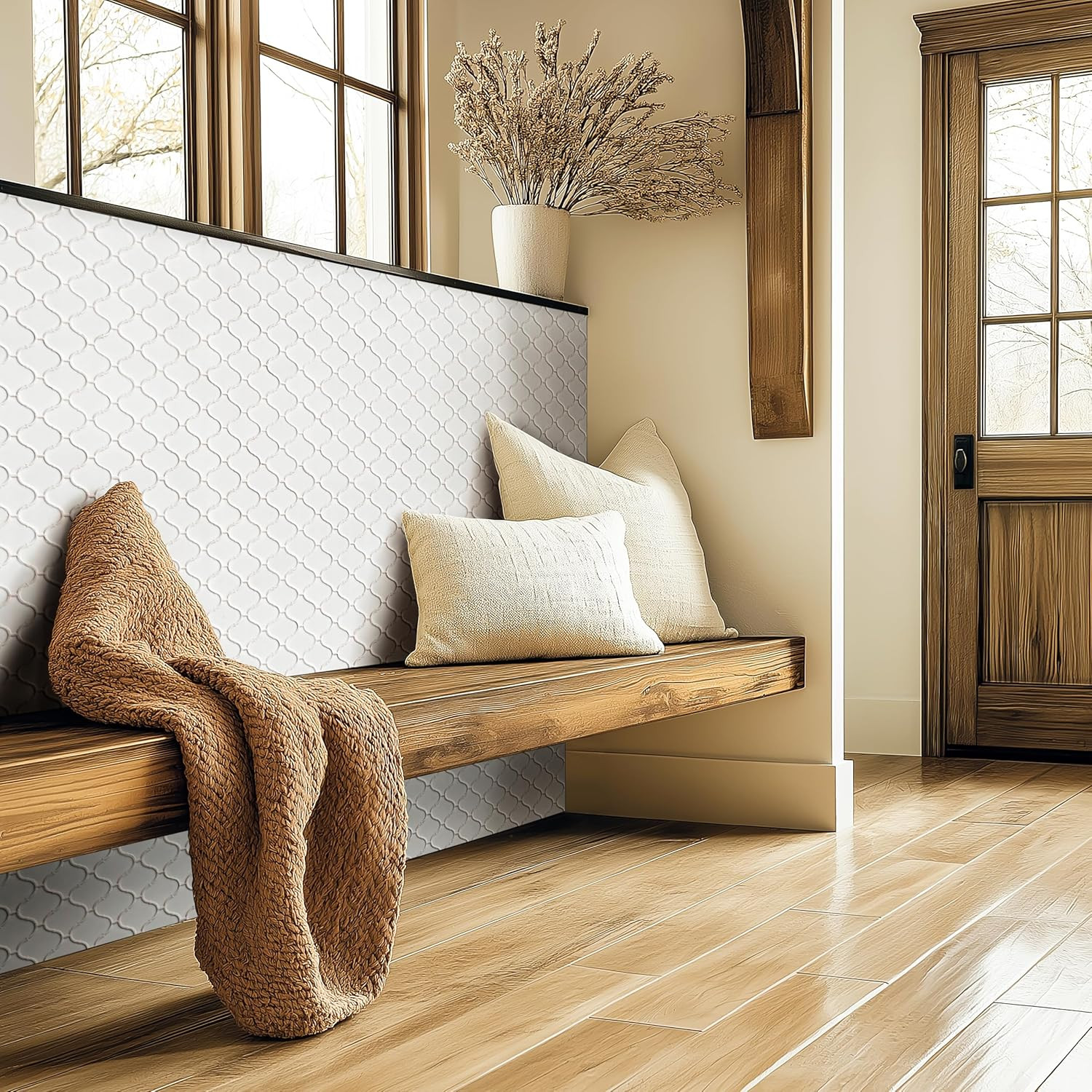 Retro Bianco Arabesque 12×12 Glazed Porcelain Mosaic Tile for Stylish Spaces
