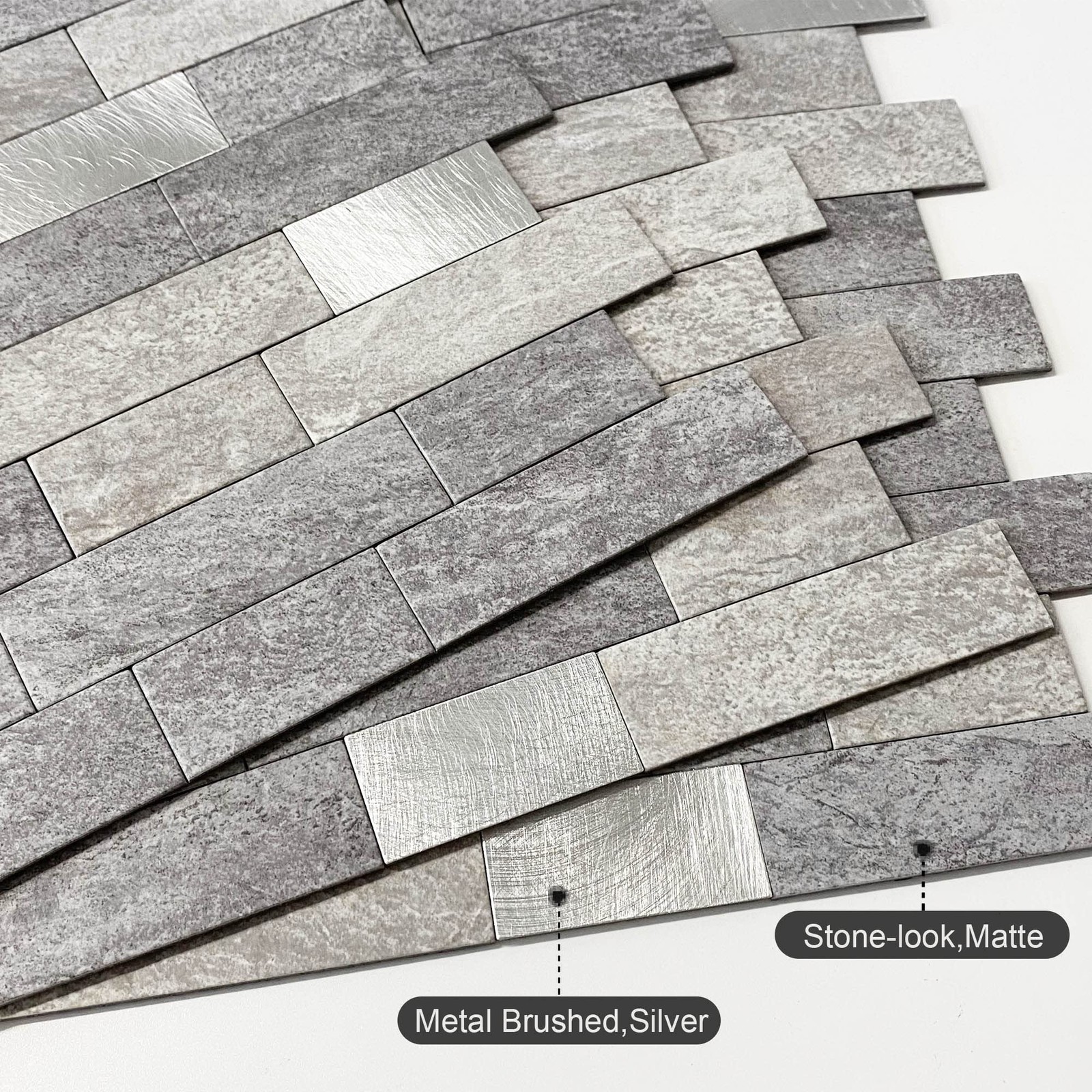 Stone Kitchen Backsplash Peel and Stick Wall Tile Gray Mix 10pcs