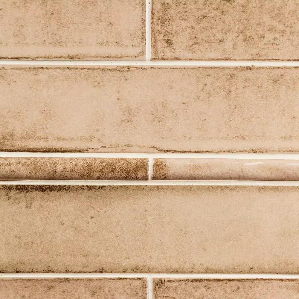 Moze Taupe 0.75 In. X 12 In. Ceramic Pencil Liner Trim Wall Tile