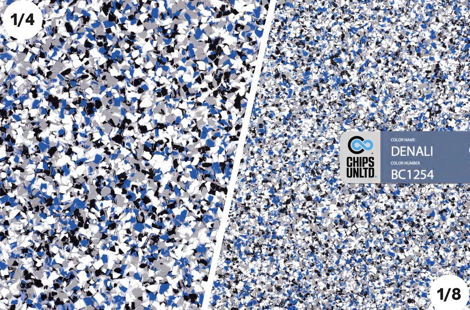 CHIPS FLAKES FOR EPOXY FLOORS OBISPO MIX 1/4” 40 Lb Cs
