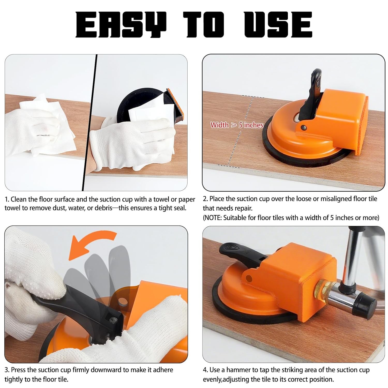 Floor Gap Fixer Tool with Suction Cup for Hardwood-Laminate and Vinyl Flooring