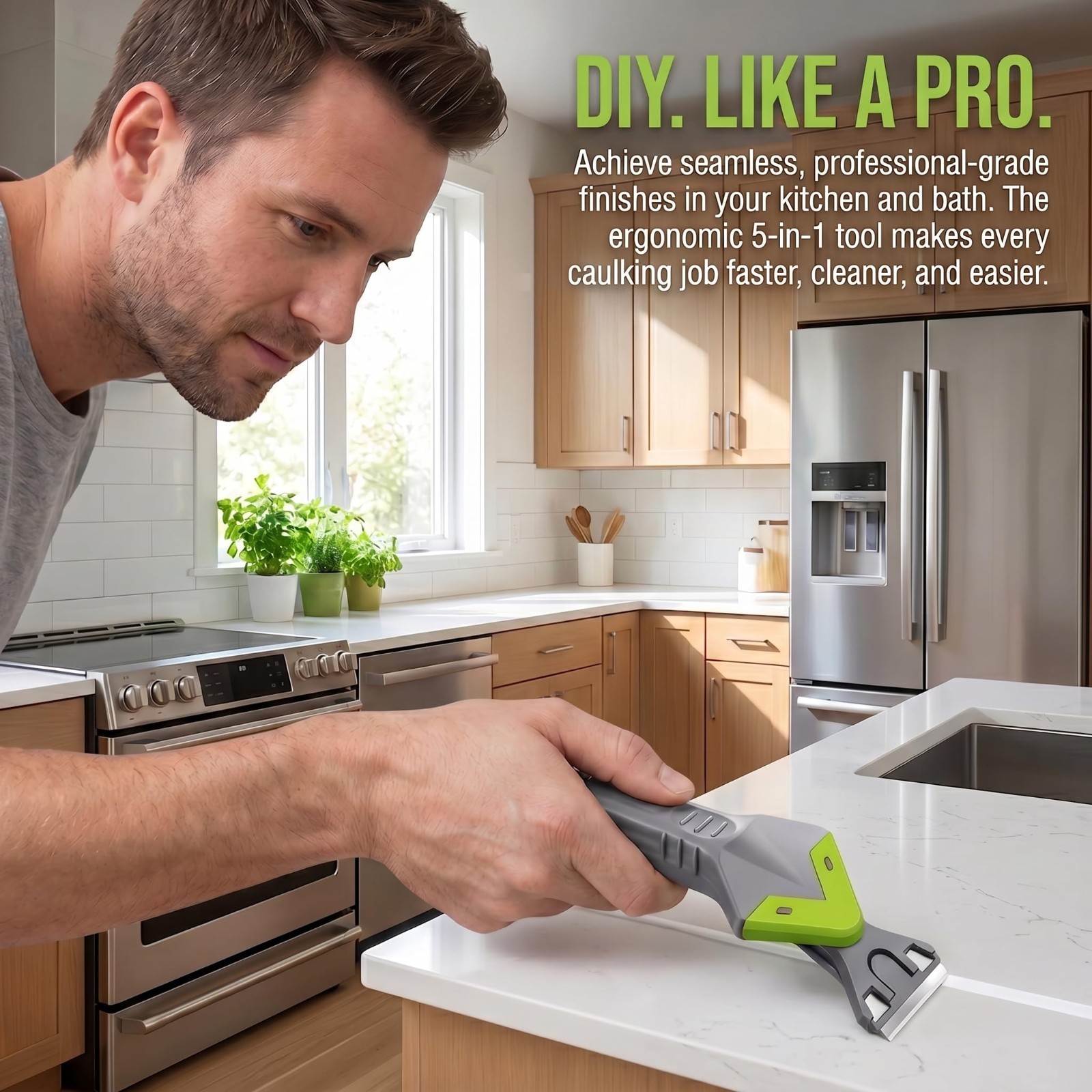 5-in-1 Caulking Tool Kit – Stainless Steel Remover, Silicone Finisher & Grout Sc