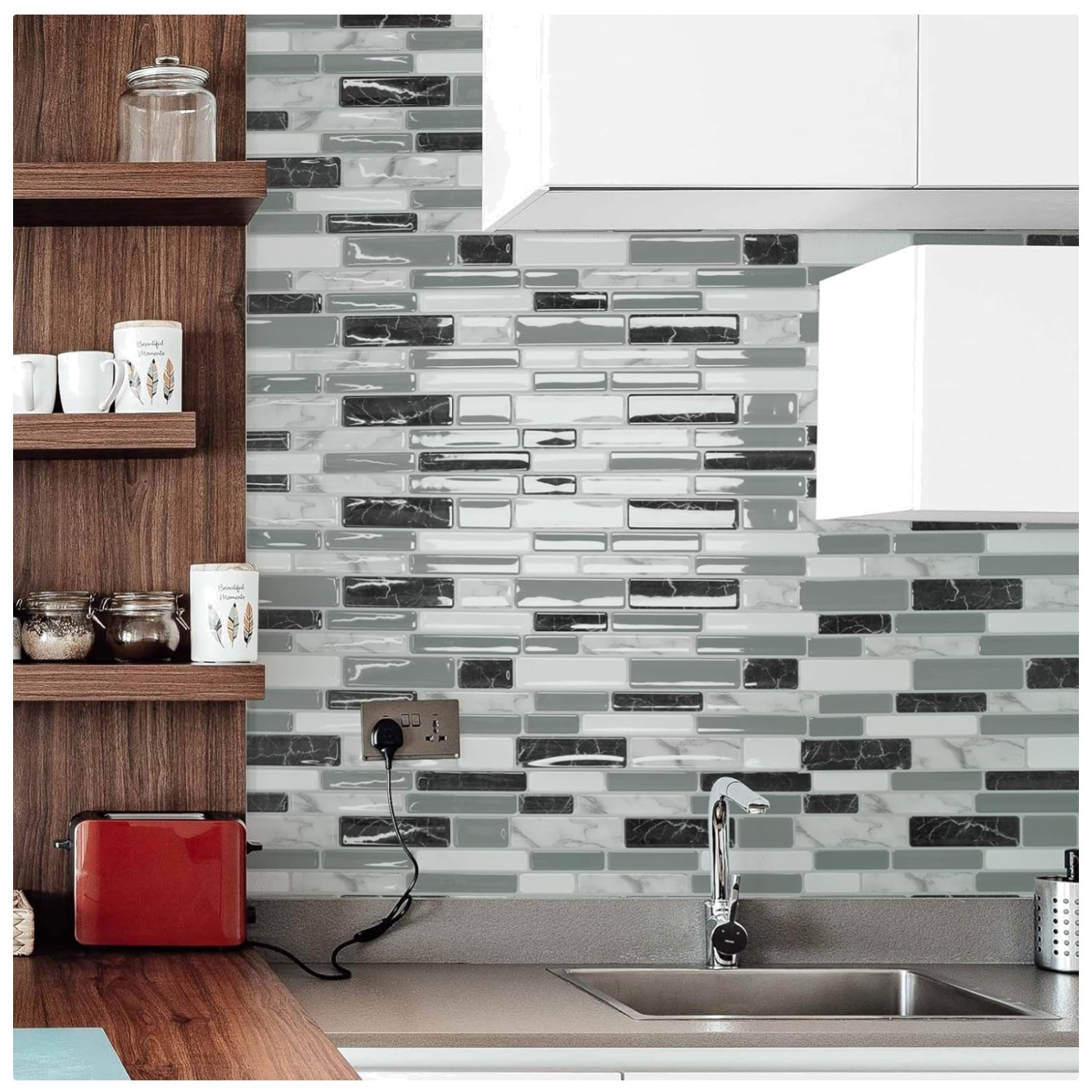 Waterproof Grey Marble Wall Tiles – 12×12 inches