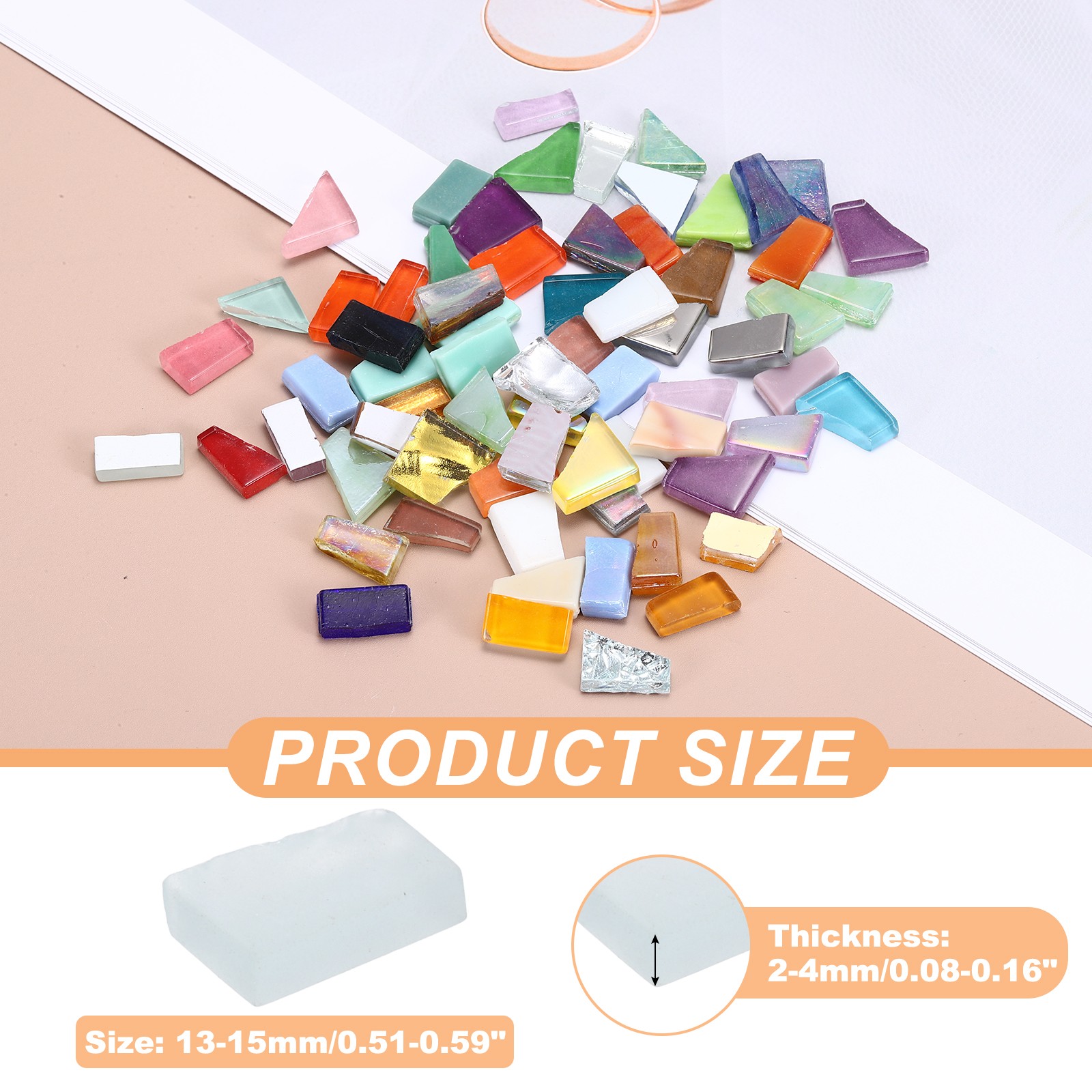 Irregular Glass Mosaic Tiles, 100g/0.2LB Stained Glass Sheets, White Series