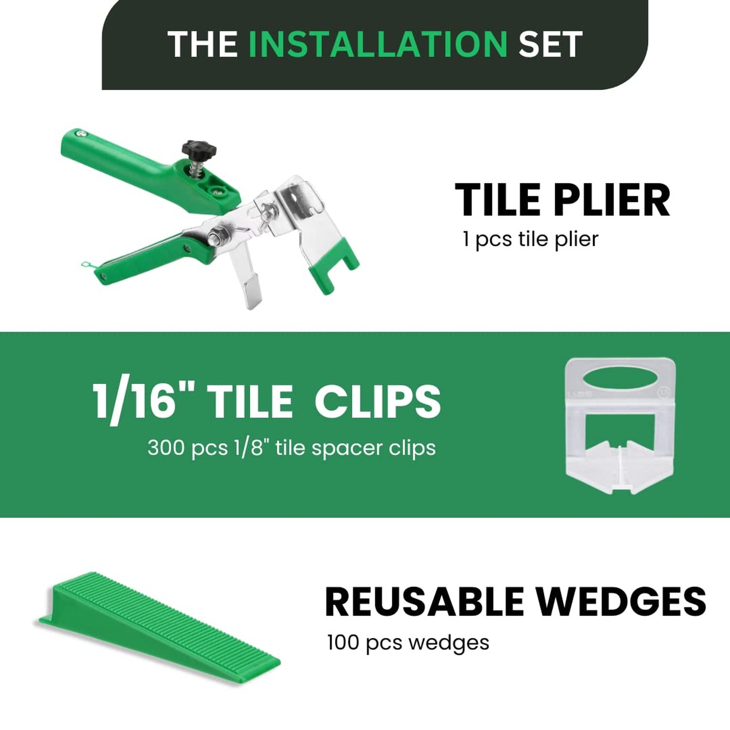 Tile Leveling System with 1 Plier, 300 Wedges, 300 1/16″ Clips – Tile Spacer …