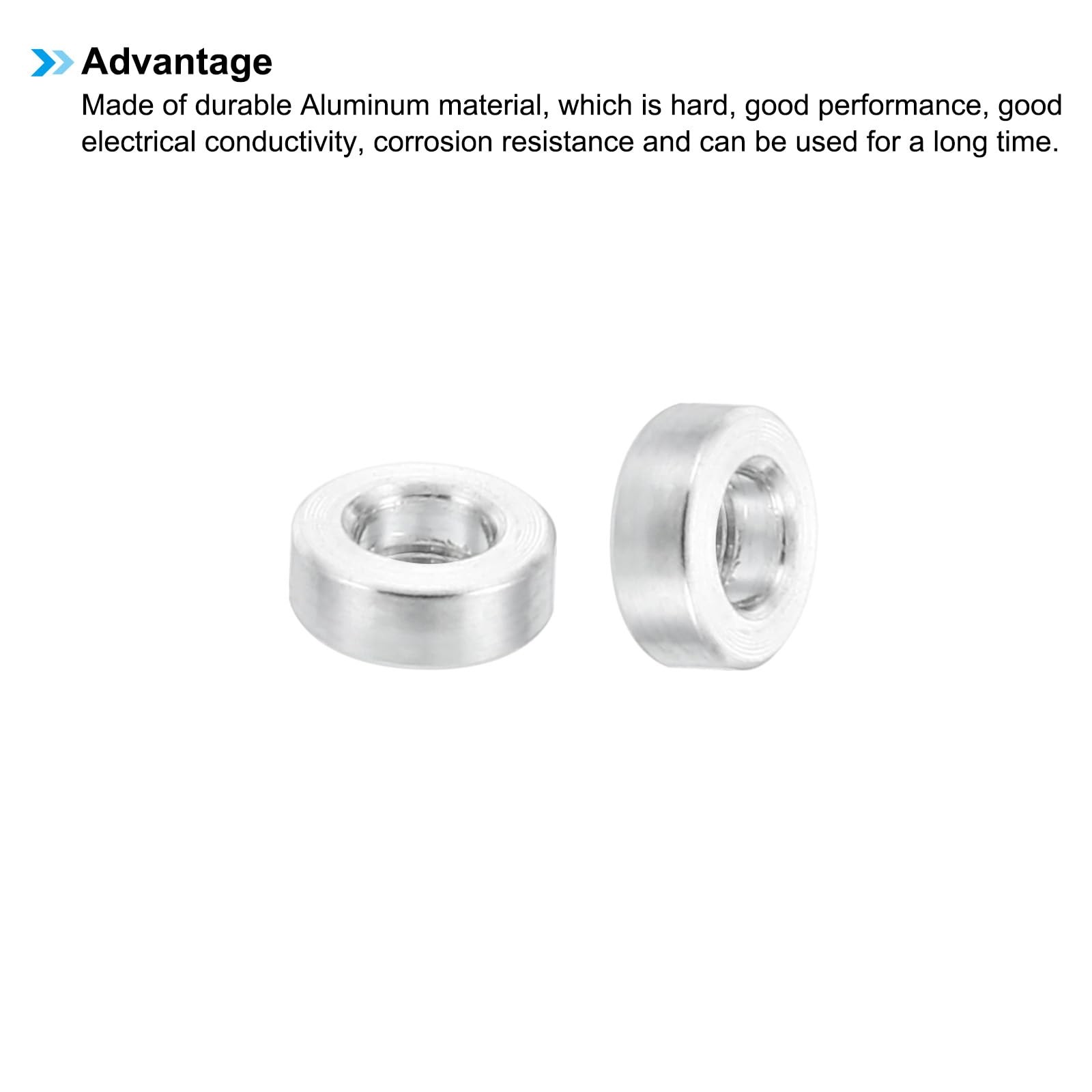 PATIKIL M2 Aluminum Spacers, 10 Pcs Metal 2.6mm ID x 5mm OD x 2mm L, Silver