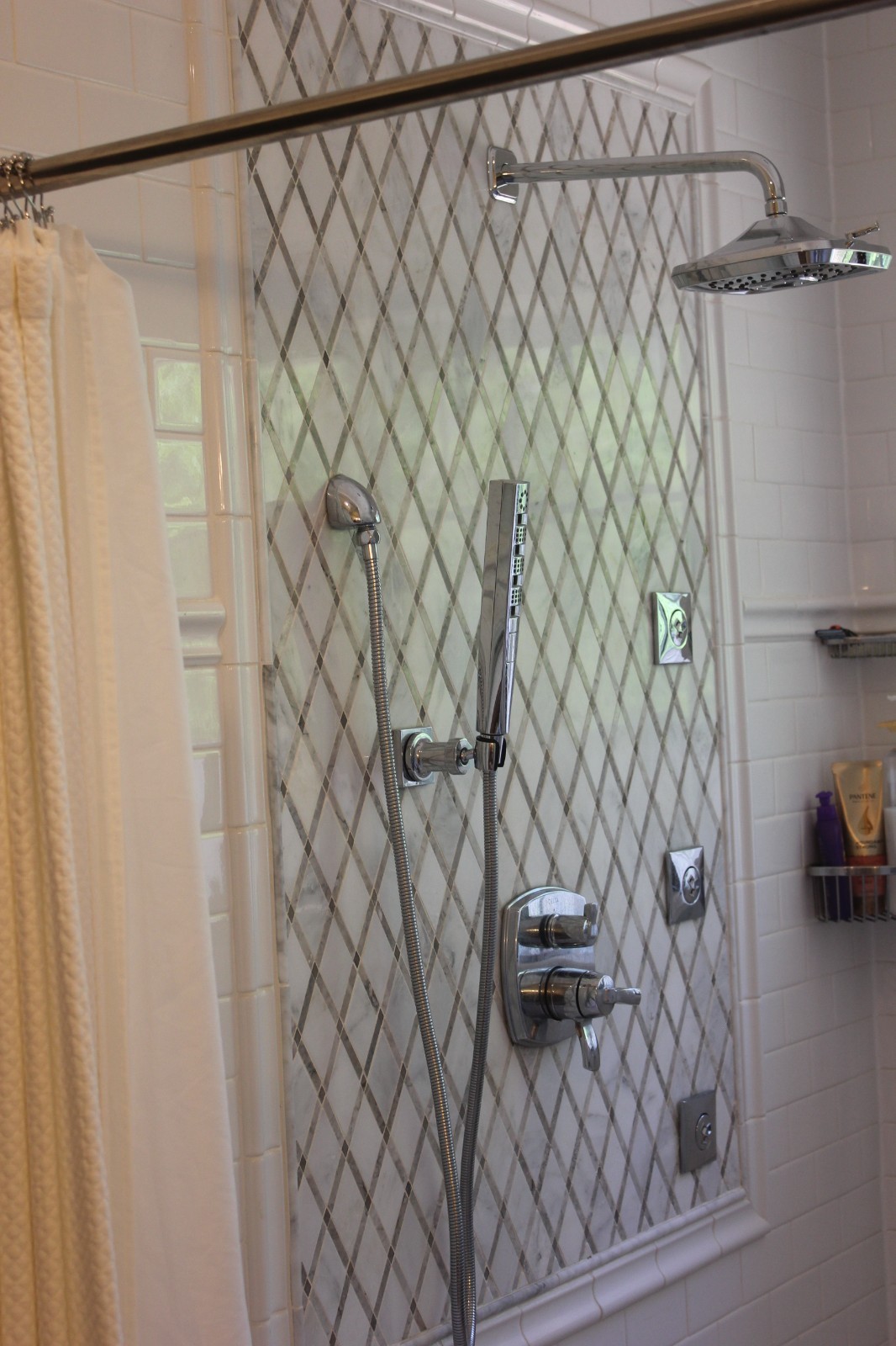 10 SF Sheets Polished Marble Diamond Rhomboid Lattice Mosaics White Beige Taupe