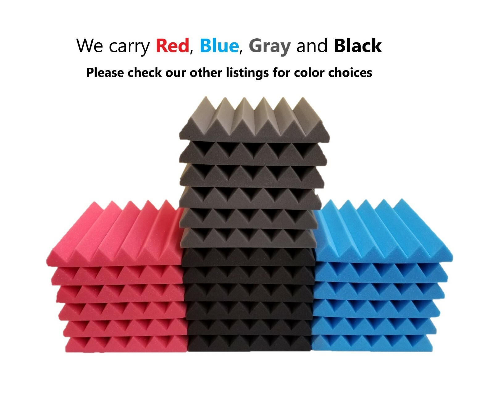24pk 2″ Wedge Acoustic Foam Tile Panel Soundproof Record Sound Absorbing Various