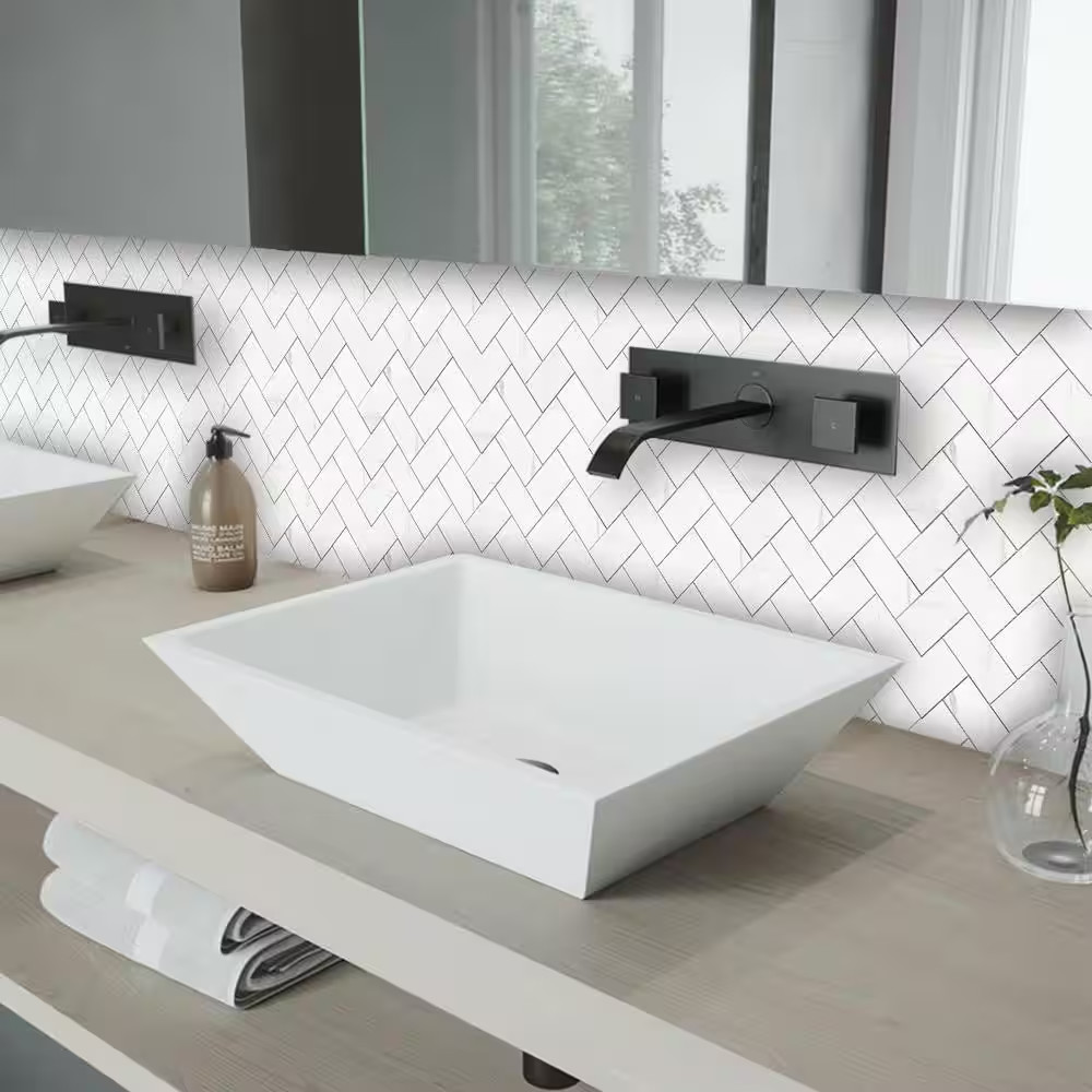 Marble 9.50 In. X 10.70 In. SPC Peel and Stick Backsplash Tile (0.7 Sq. Ft./Pack