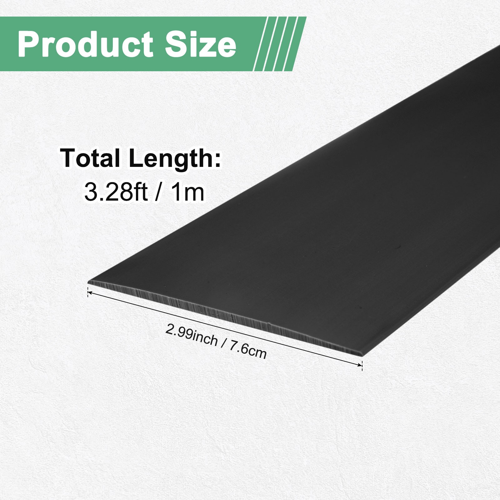 Transition Strip, 3.28FTx2.99Inch(1mx7.6cm) Floor Strip [Black]