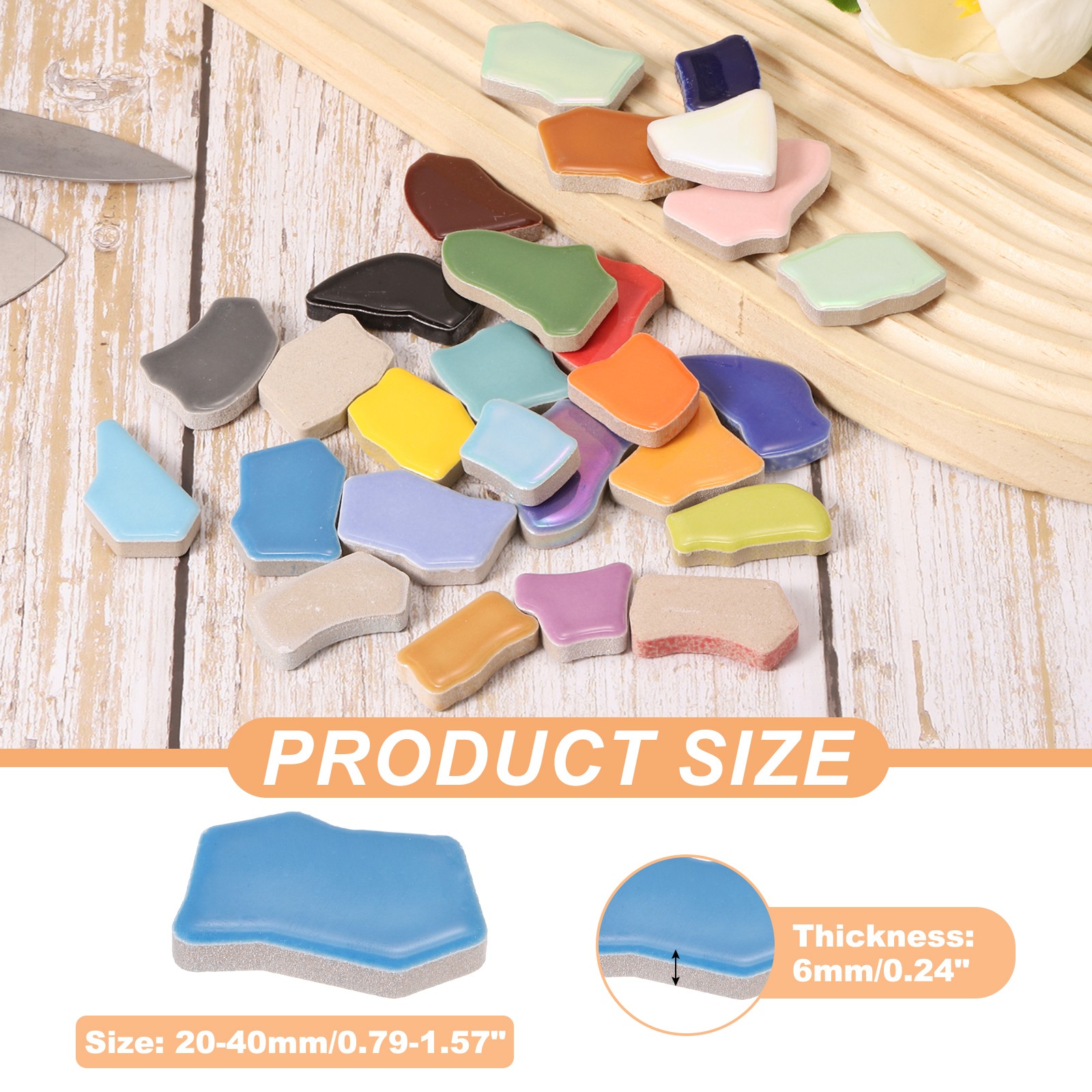 500g/1.1LB Irregular Ceramics Mosaic Tiles, 0.79″-1.57″ Mosaic Tile, Blue Series