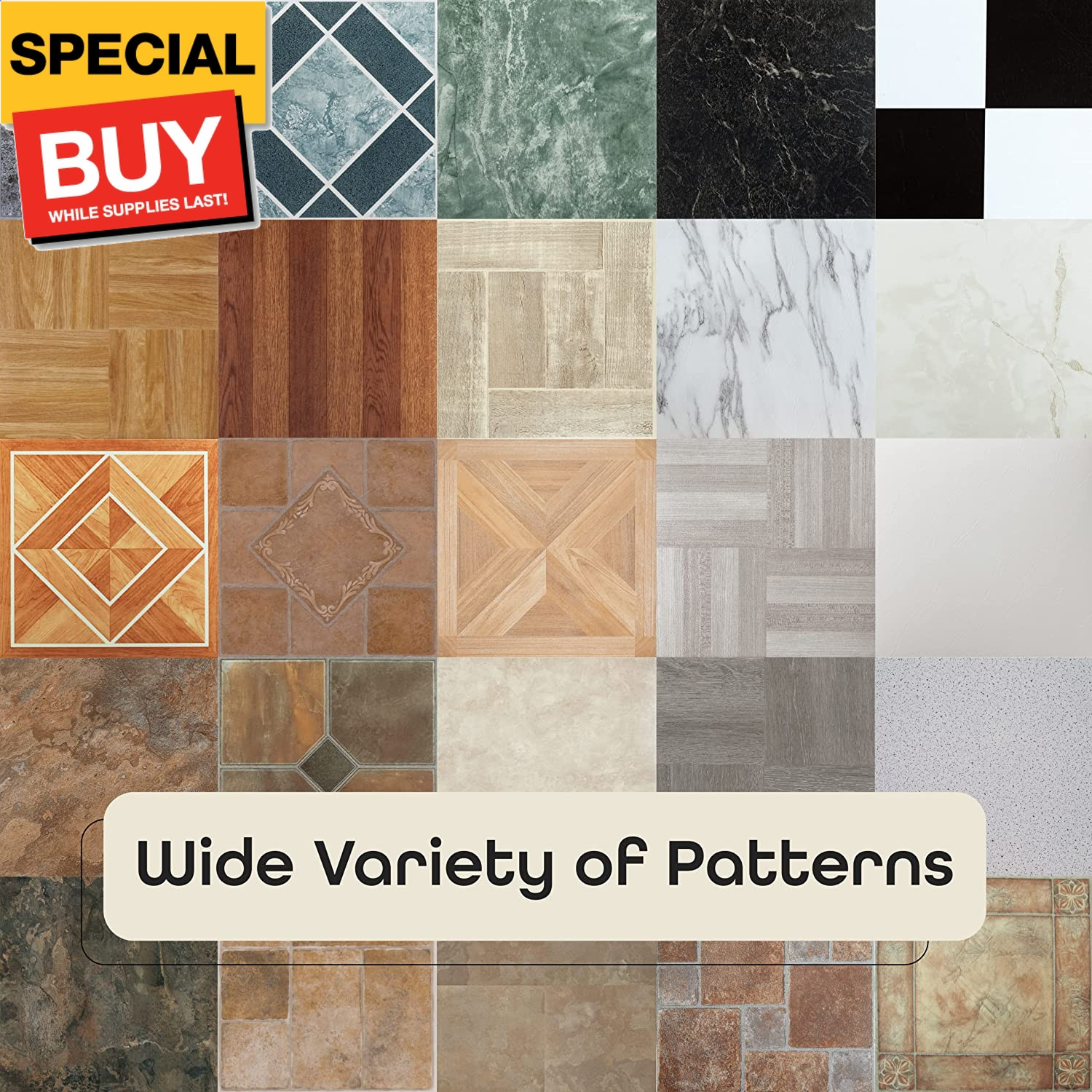 FTVMA40220 Nexus 12-Inch Vinyl Tile, Marble Classic White with Grey Veins, 20 Co
