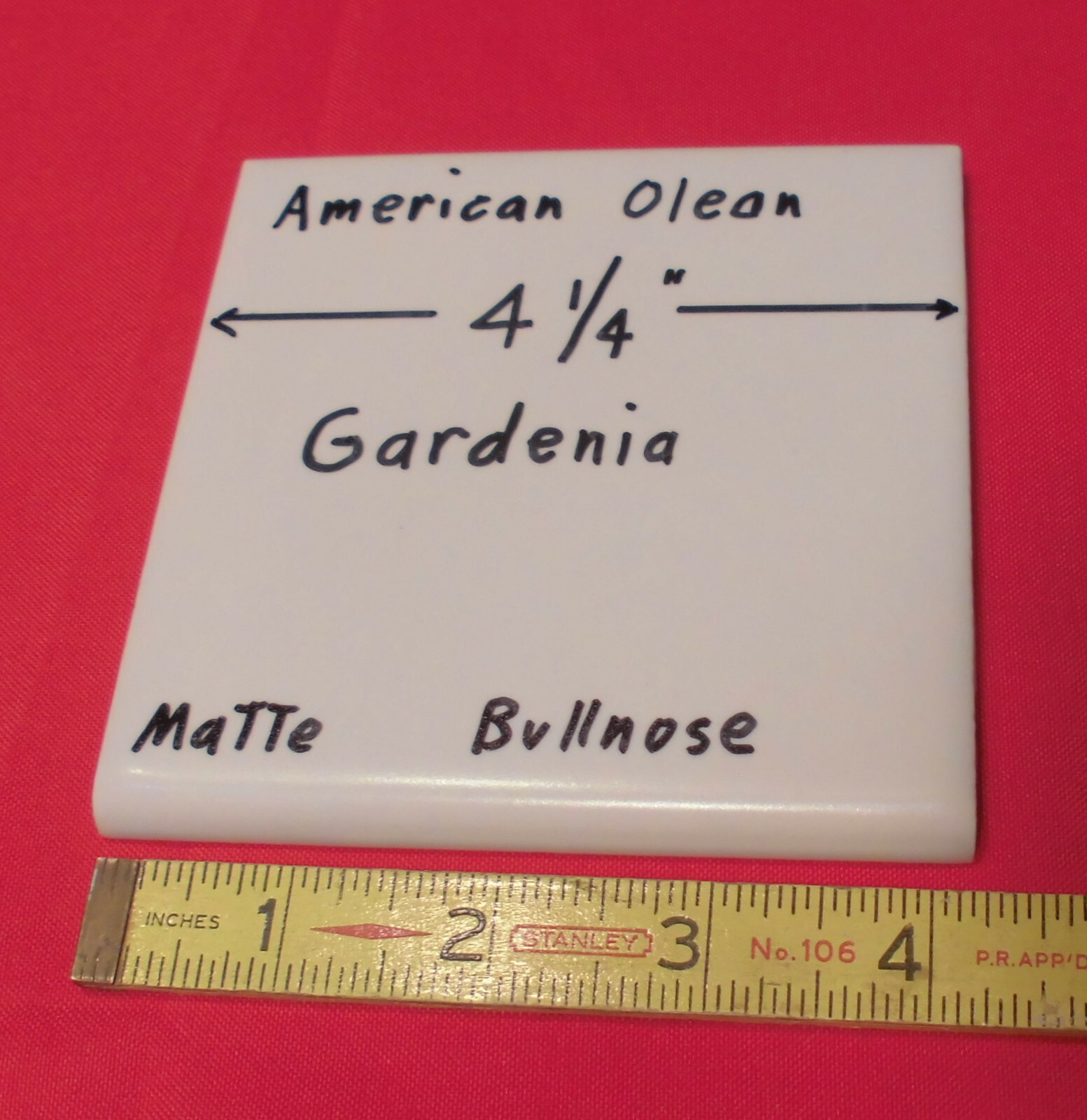 1 pc. Bullnose Ceramic Tile *Off-White – Gardenia* 4-1/4″ by American Olean #97