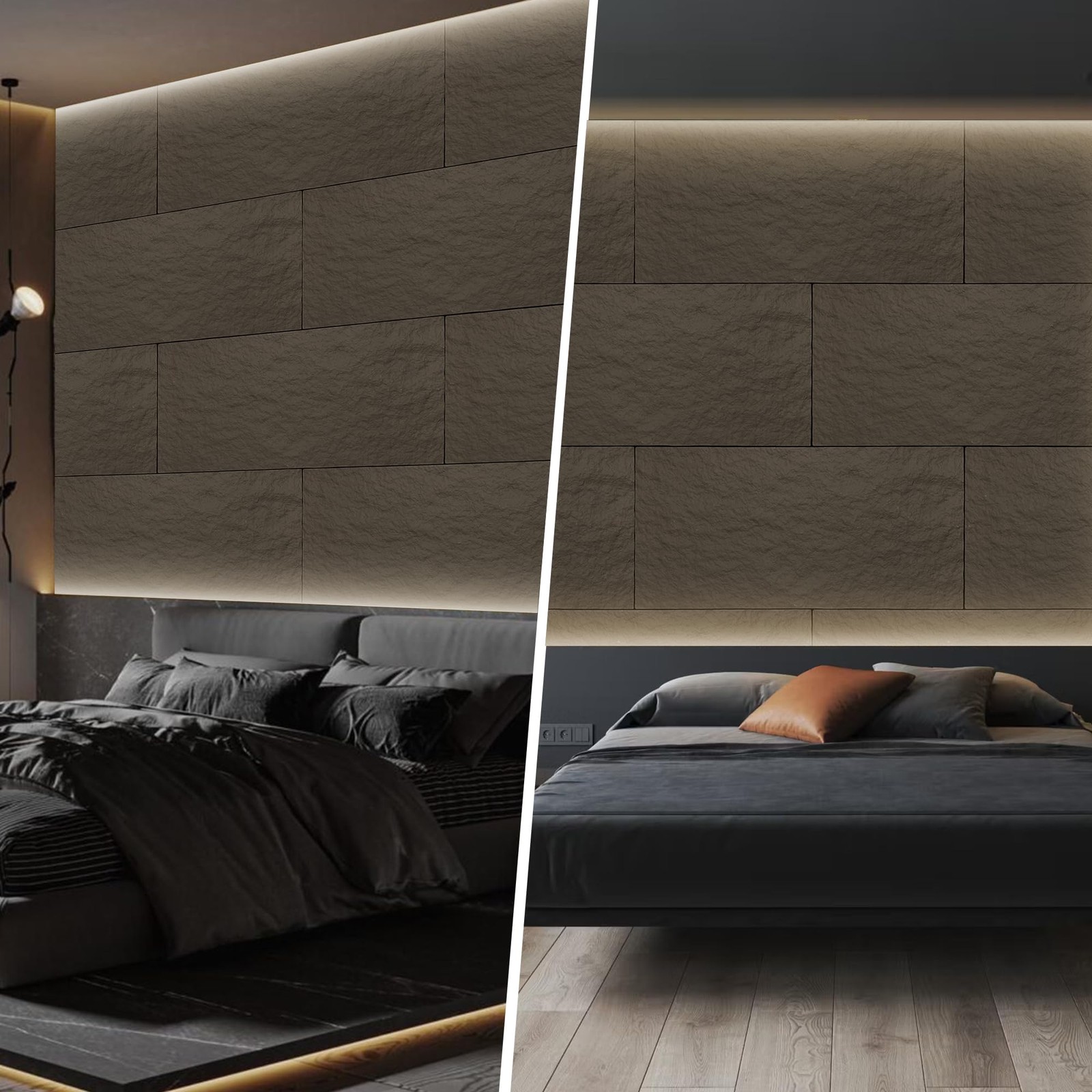 PU 3D Faux Stone Wall Panels, 4 PCS Wainscoting Panel for Interior Wall Decor…