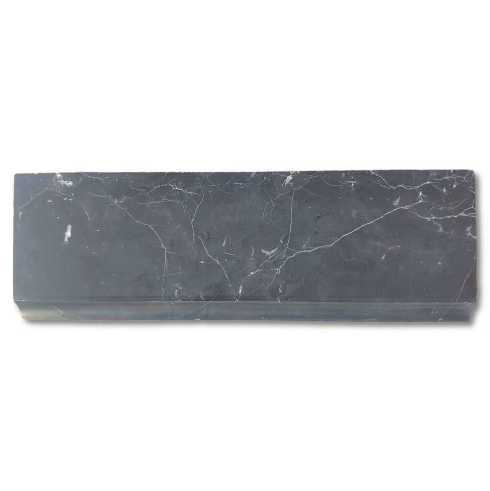 N11H Baseboard Nero Marquina Black Marble 4×12 Trim Molding Honed