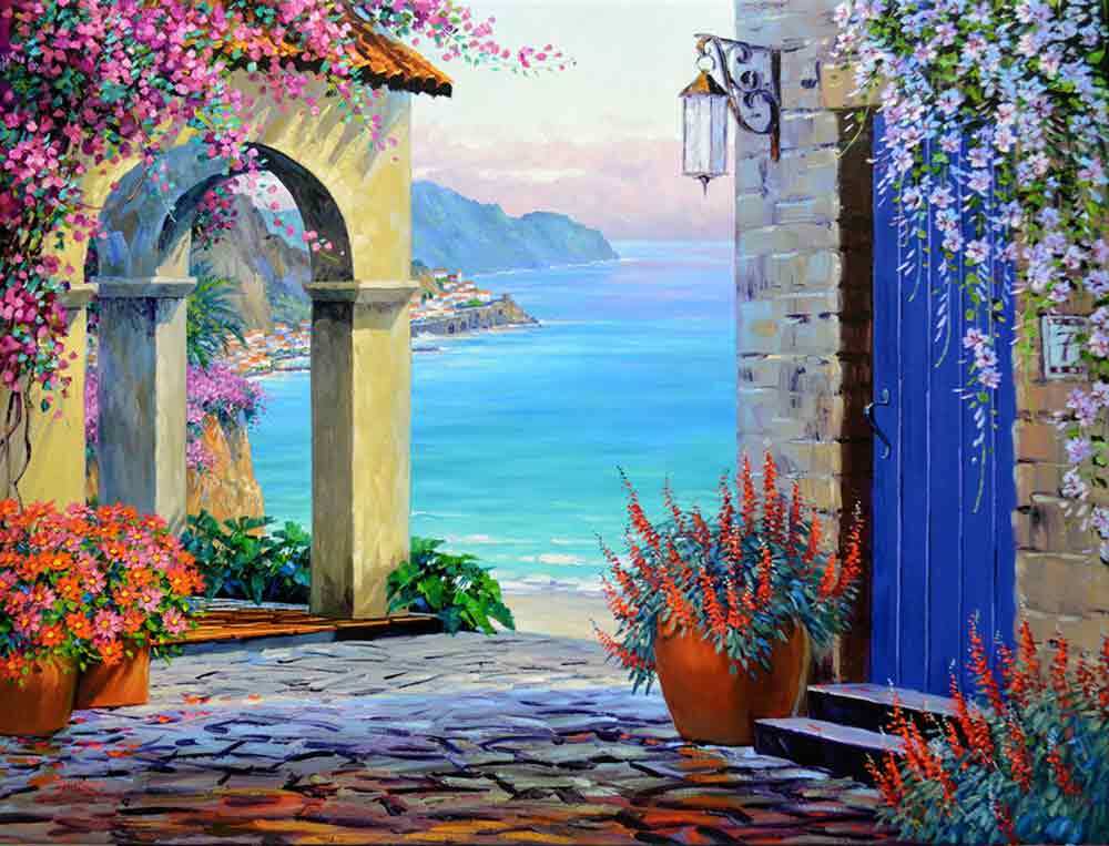 Mediterranean Accent & Decor Tile Mikki Senkarik Seascape Art MSA269AT