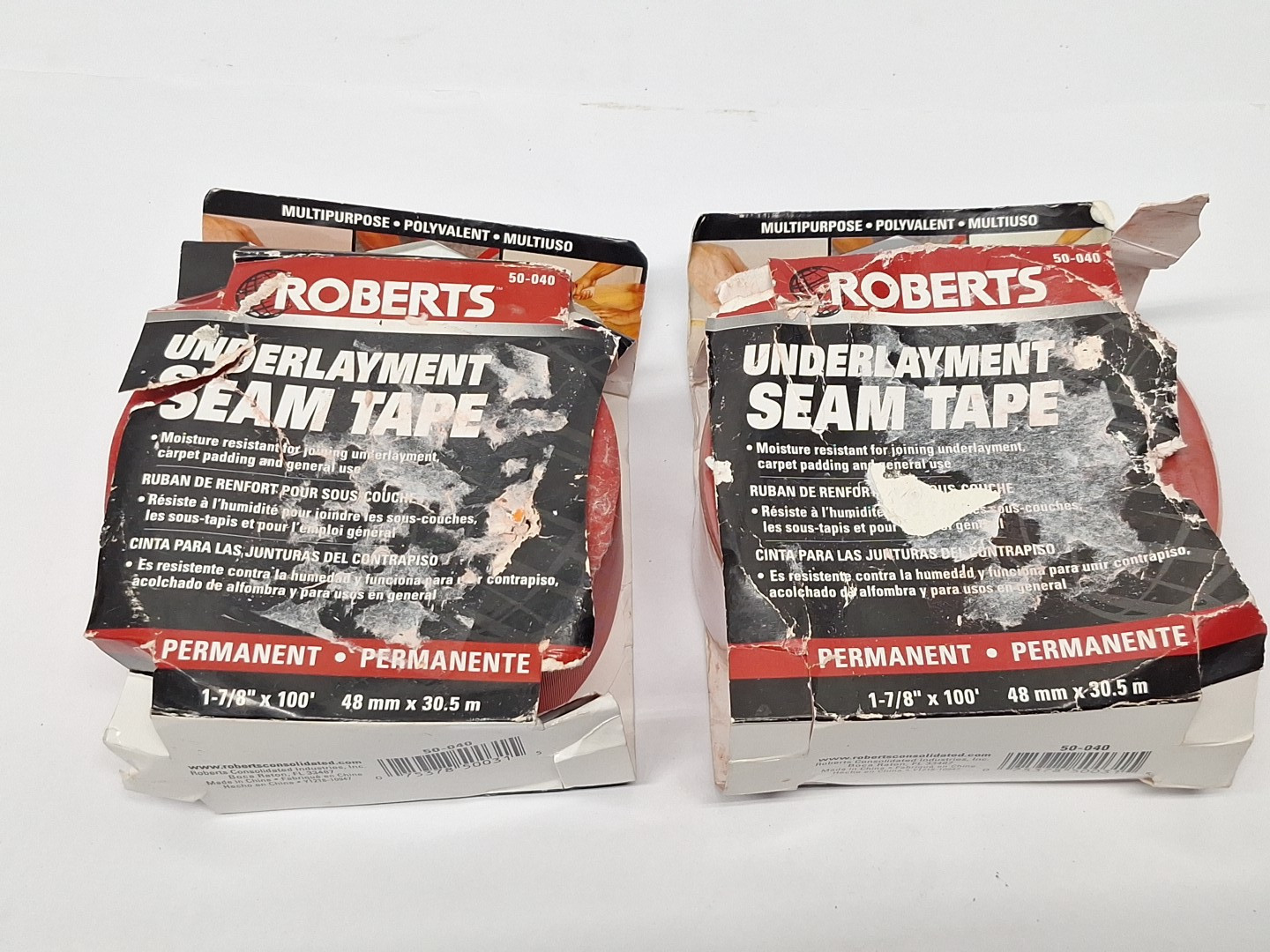 2 rolls, ROBERTS Seam Guard 1-7/8″ x 100′, 48mm x 30.5m Underlayment Tape, NOS