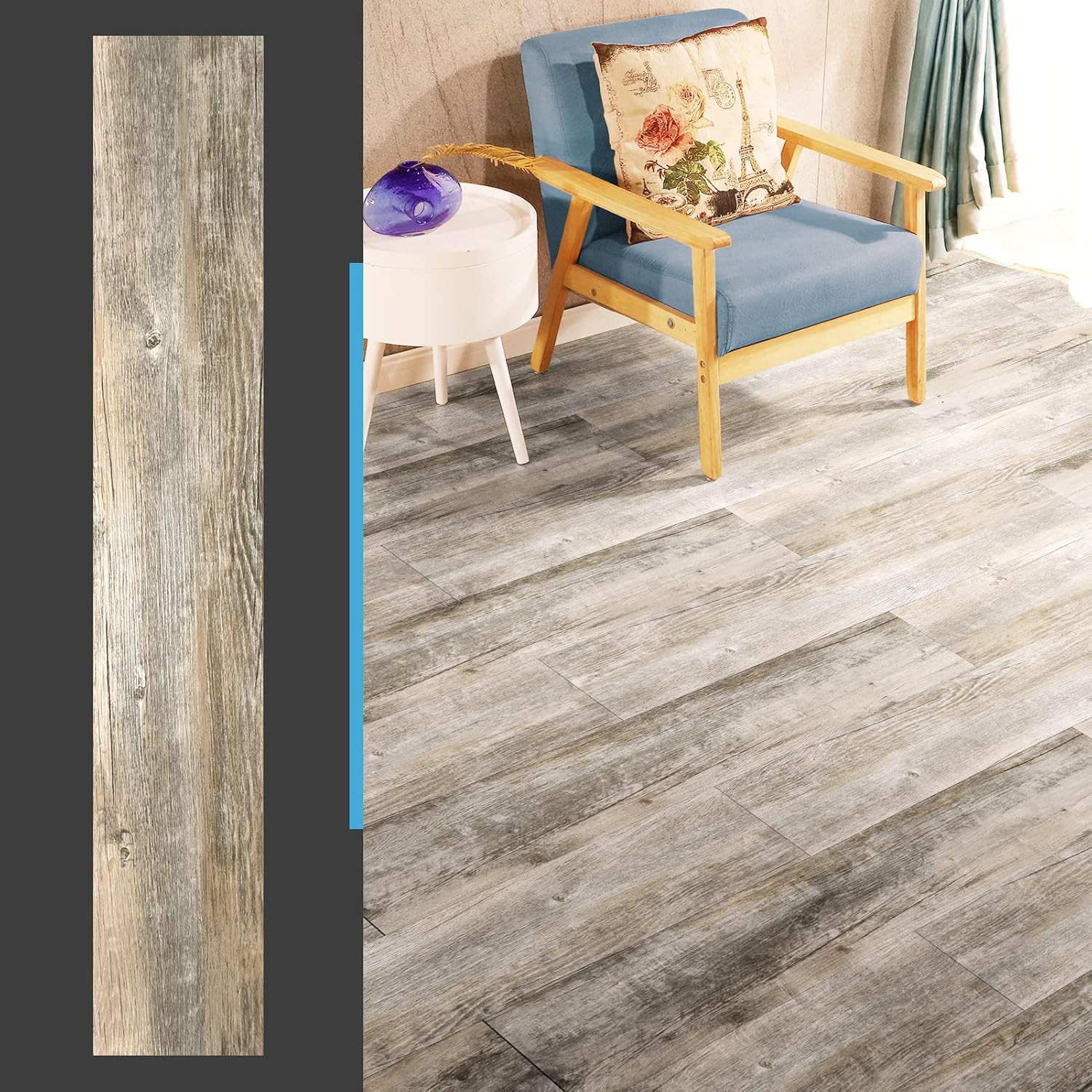 36-Pack 54 Sq.Ft Peel and Stick Floor Tiles Vinyl Plank Flooring Wood Look, Adhe