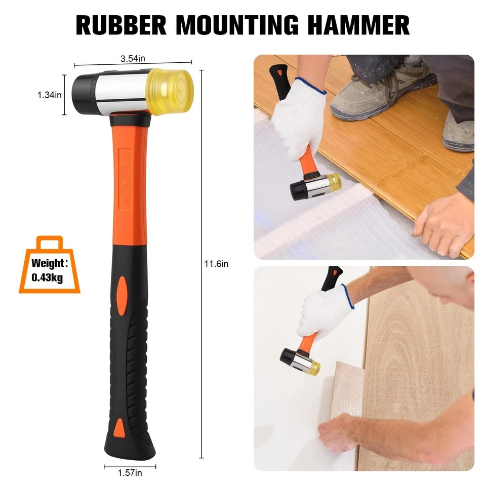 43-Piece Laminate Flooring Tools with Sturdy Double-Ended Hammer, Steel Retur…