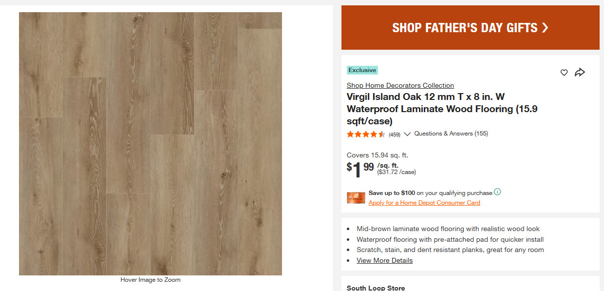 Pallet Sale – Home Decorators Virgil Island Oak Flooring 10mm – 21 cases