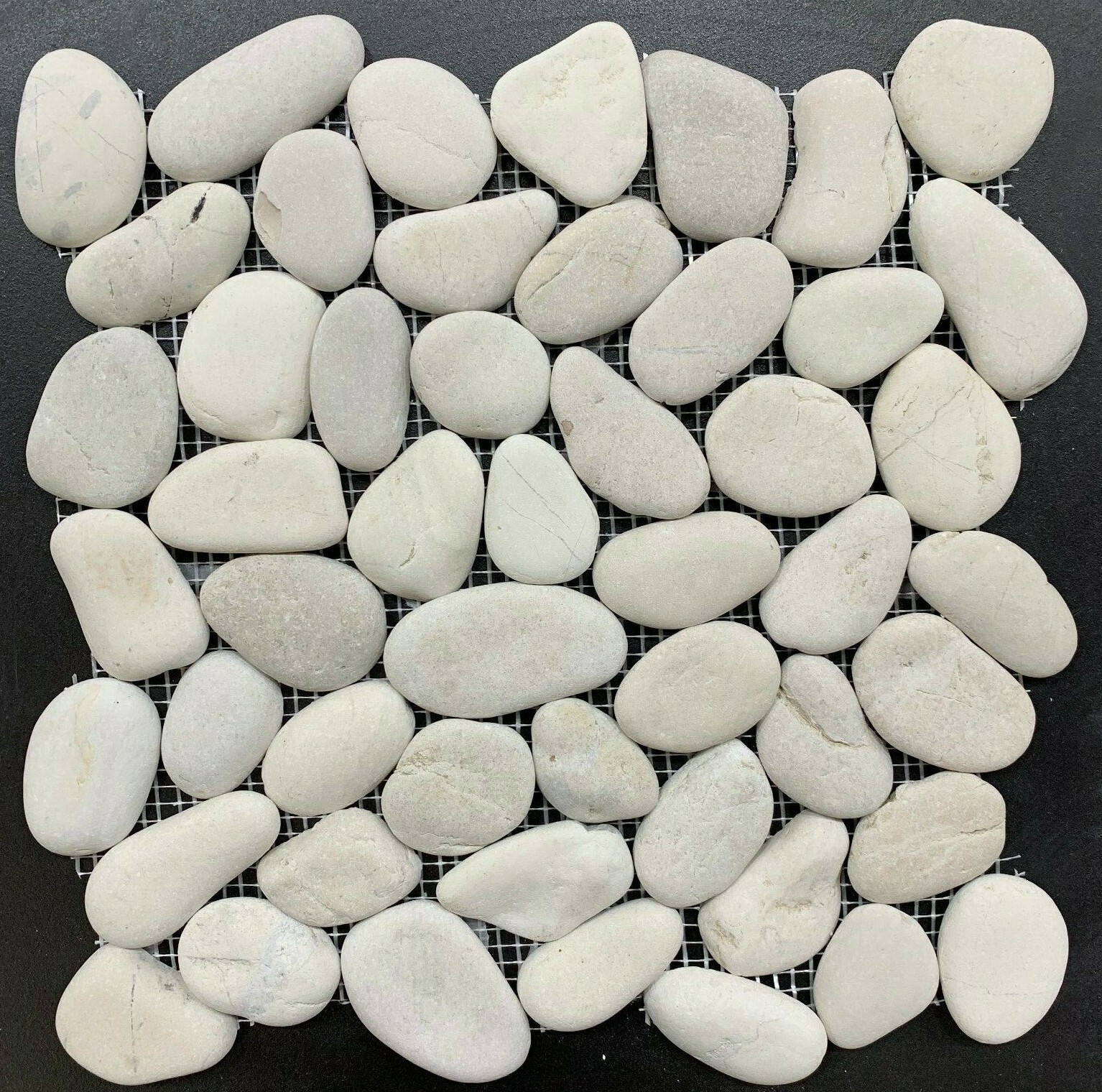 White Pebble Stone Tile Natural Round Tile River Rock Stone Mosaic Shower Floor