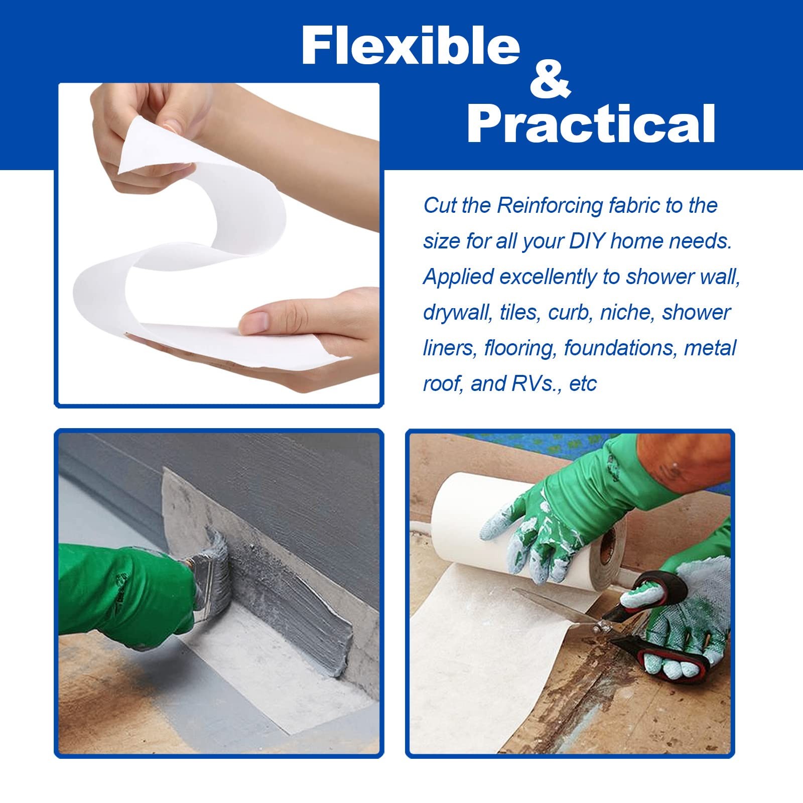 Yaxtida 3.3 Ft X 66 Ft Waterproofing Membrane Fabric Reinforcing Anti Fracture