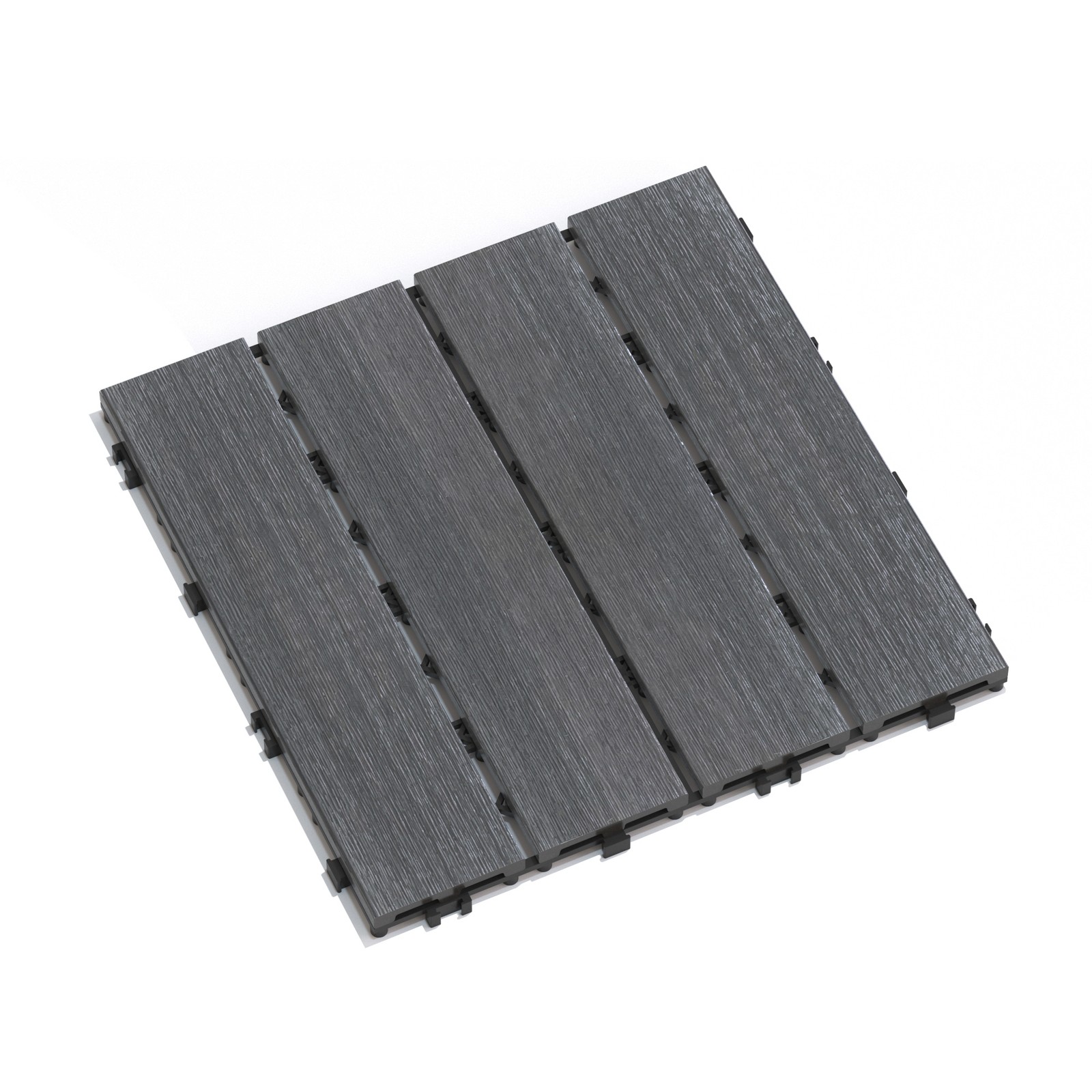 DIY interlocking deck tiles for wood-plastic composite patio decks
