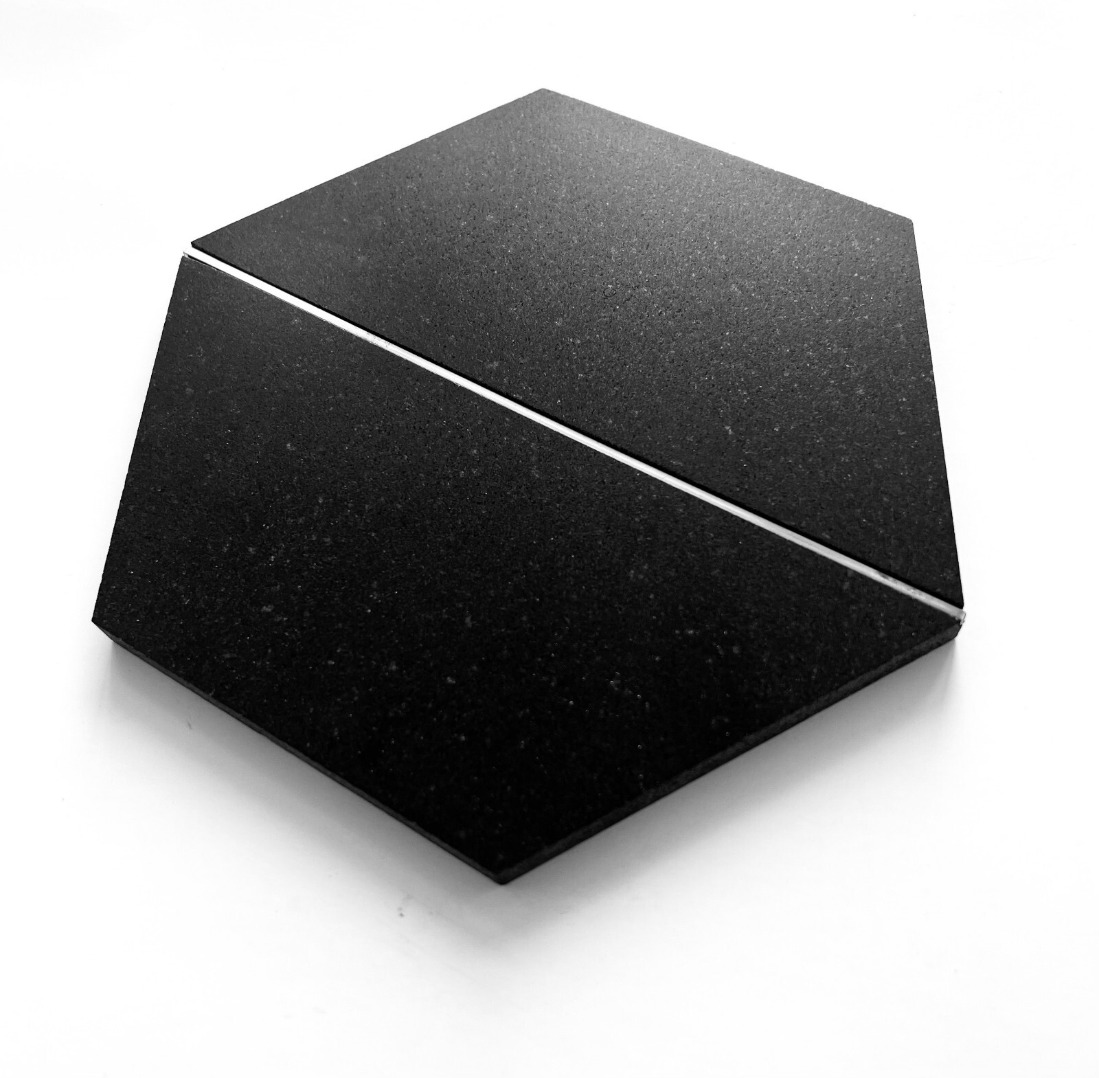 6×7 Black Bazalt Hexagon with Silver Metal Backsplash Tile Kitchen Wall