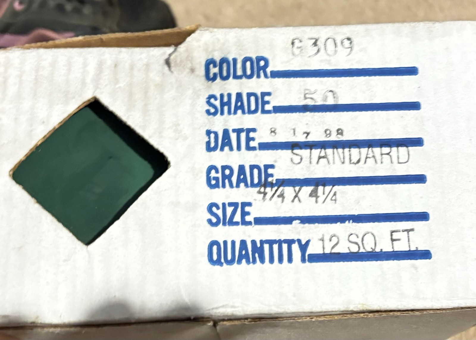 1 Wall Tile- Vintage Huntington USA Ceramic 4-1/4” Sq. Hunter Green – Gloss