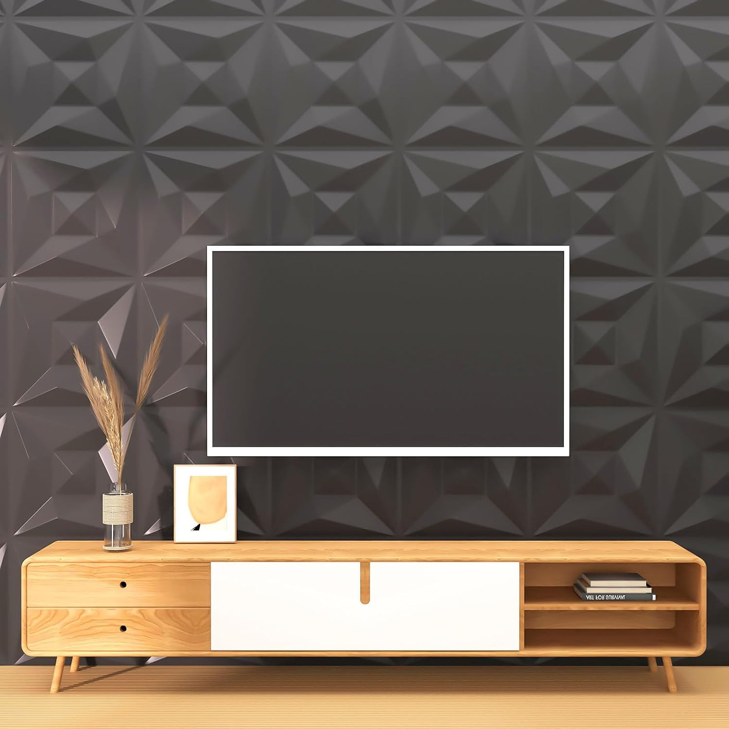 40 PCS 3D Wall Panels for Interior Wall Décor Black 11.8″*11.8″ Covering Panels,