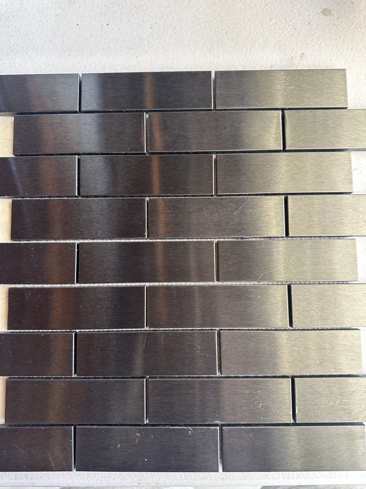 Black Brushed Stainless Aluminum Mosaic 1×4 Mosaic Tile Backsplash Kitchen Bath