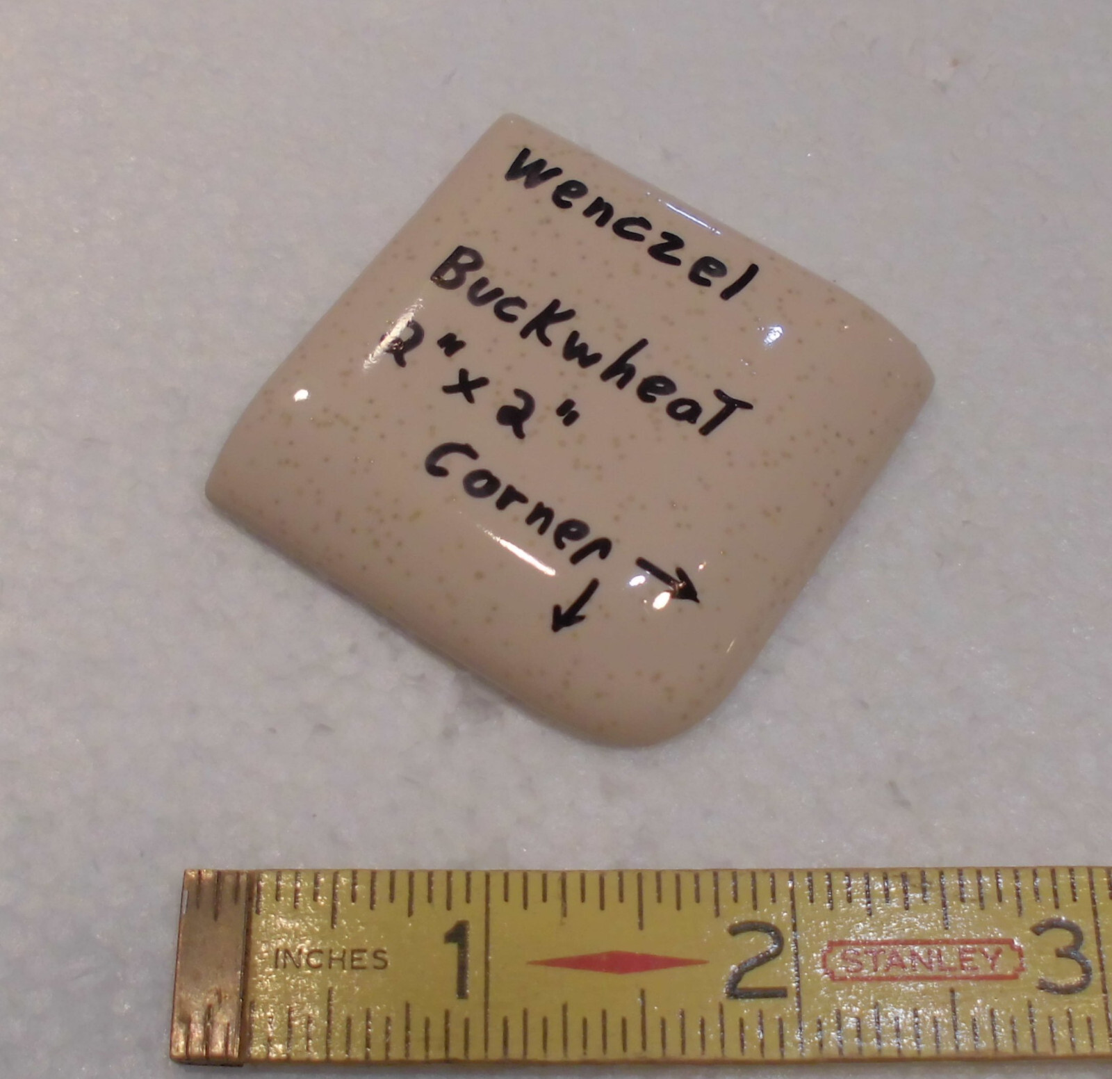 Buckwheat 2″ X 2″ X 5/16″ Ceramic Surface Bullnose Corner Tile; Wenczel Co.
